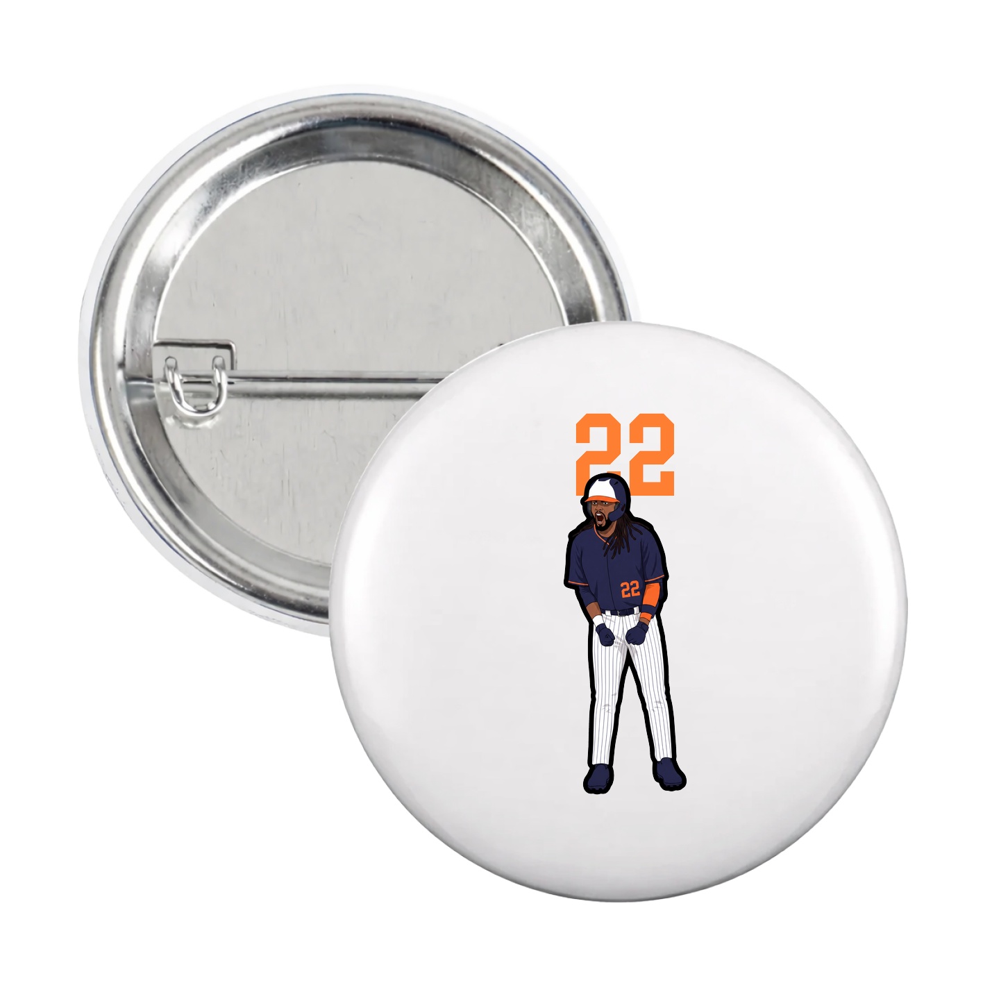 Game Day Button — Number Top in White