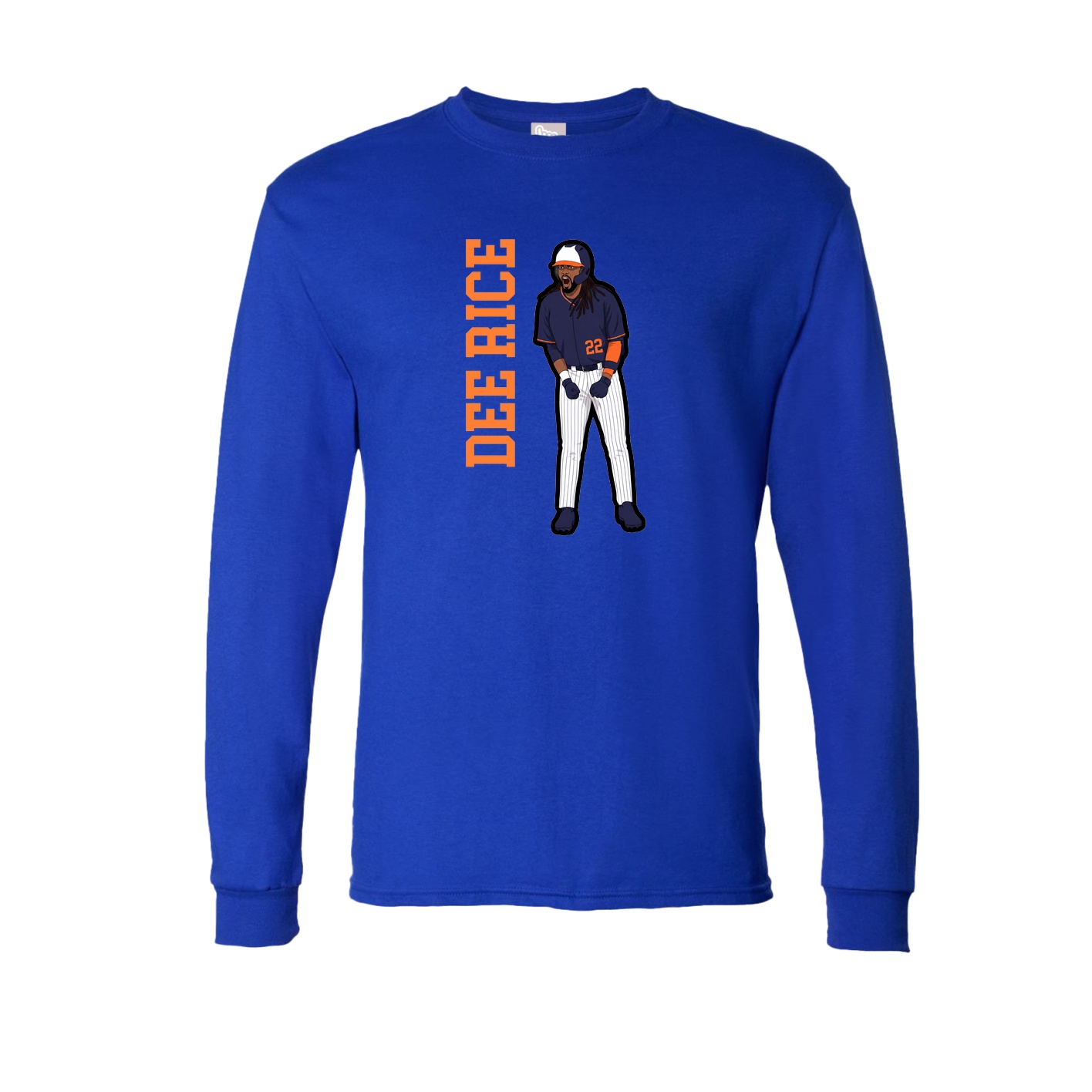 Long Sleeve Tee — Name Vertical in Royal
