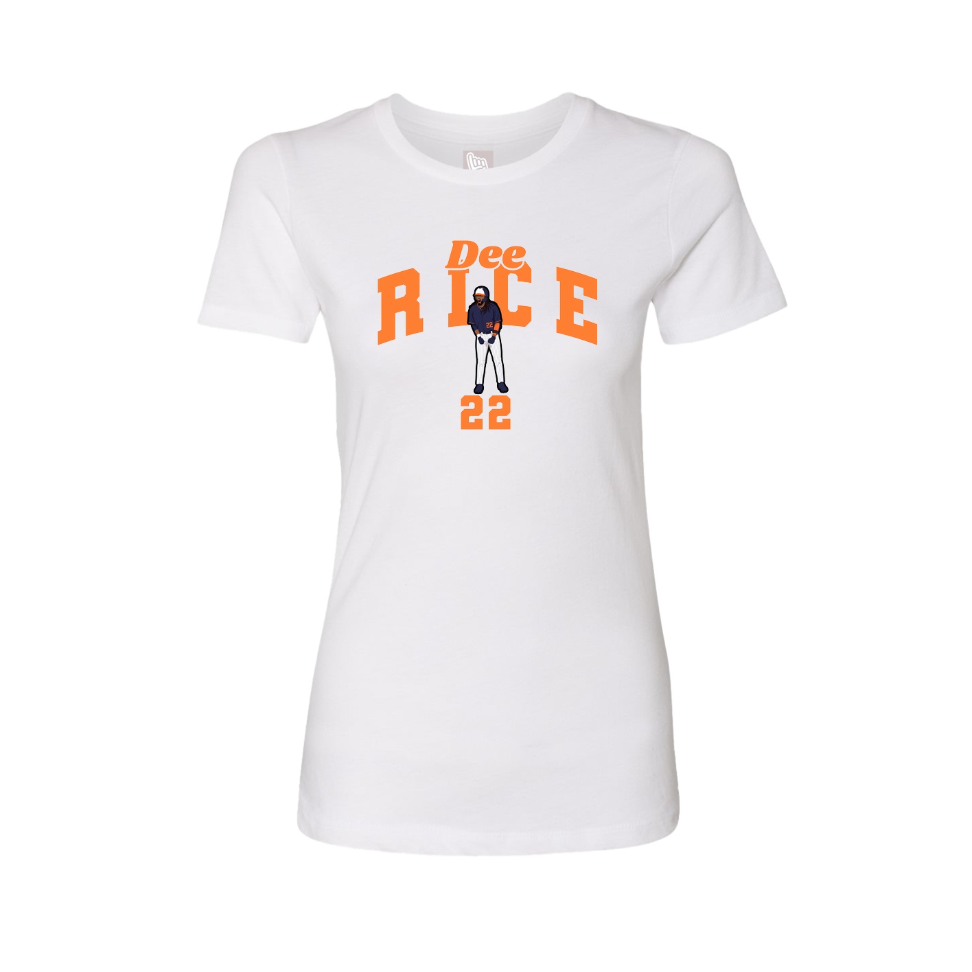 Fitted Women's Tee — Signature Arch in White