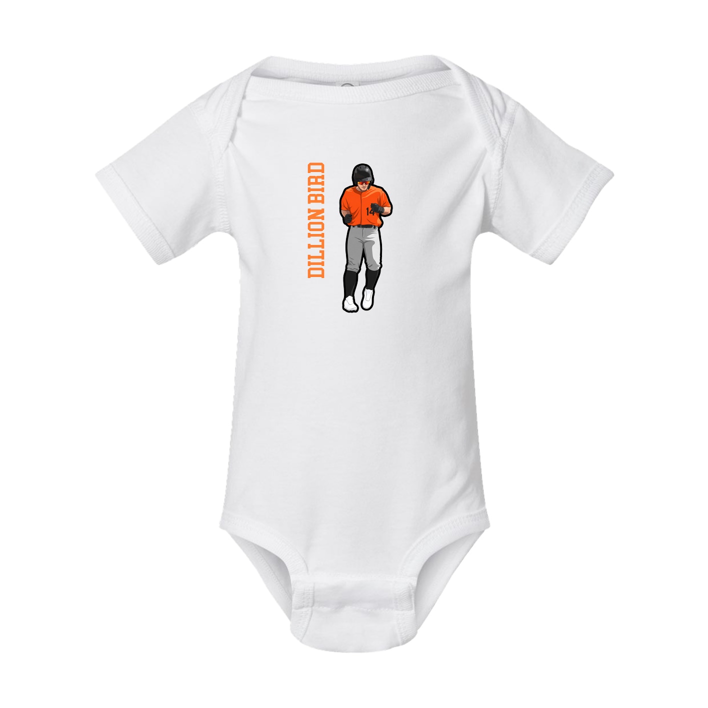 Baby Onesie — Name Vertical in White