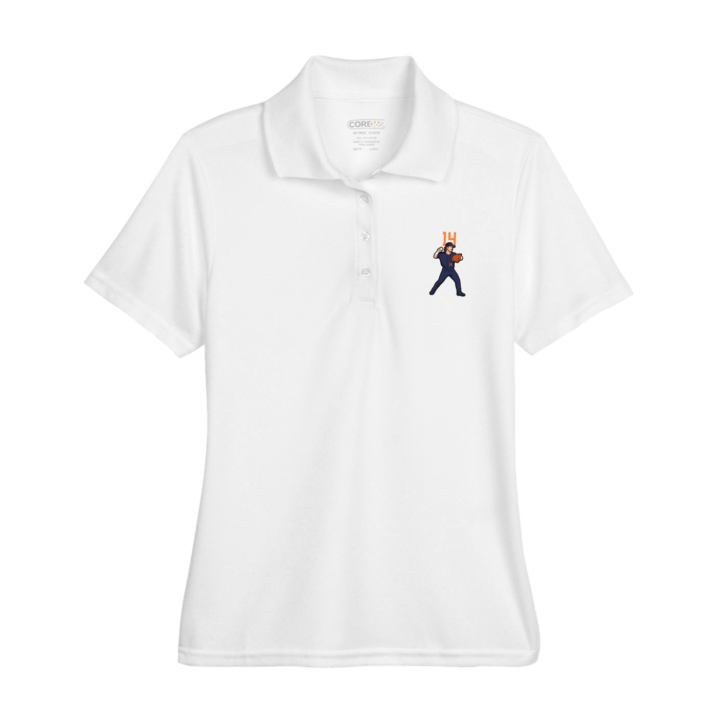 Womens Performance Polo — Number Top in White