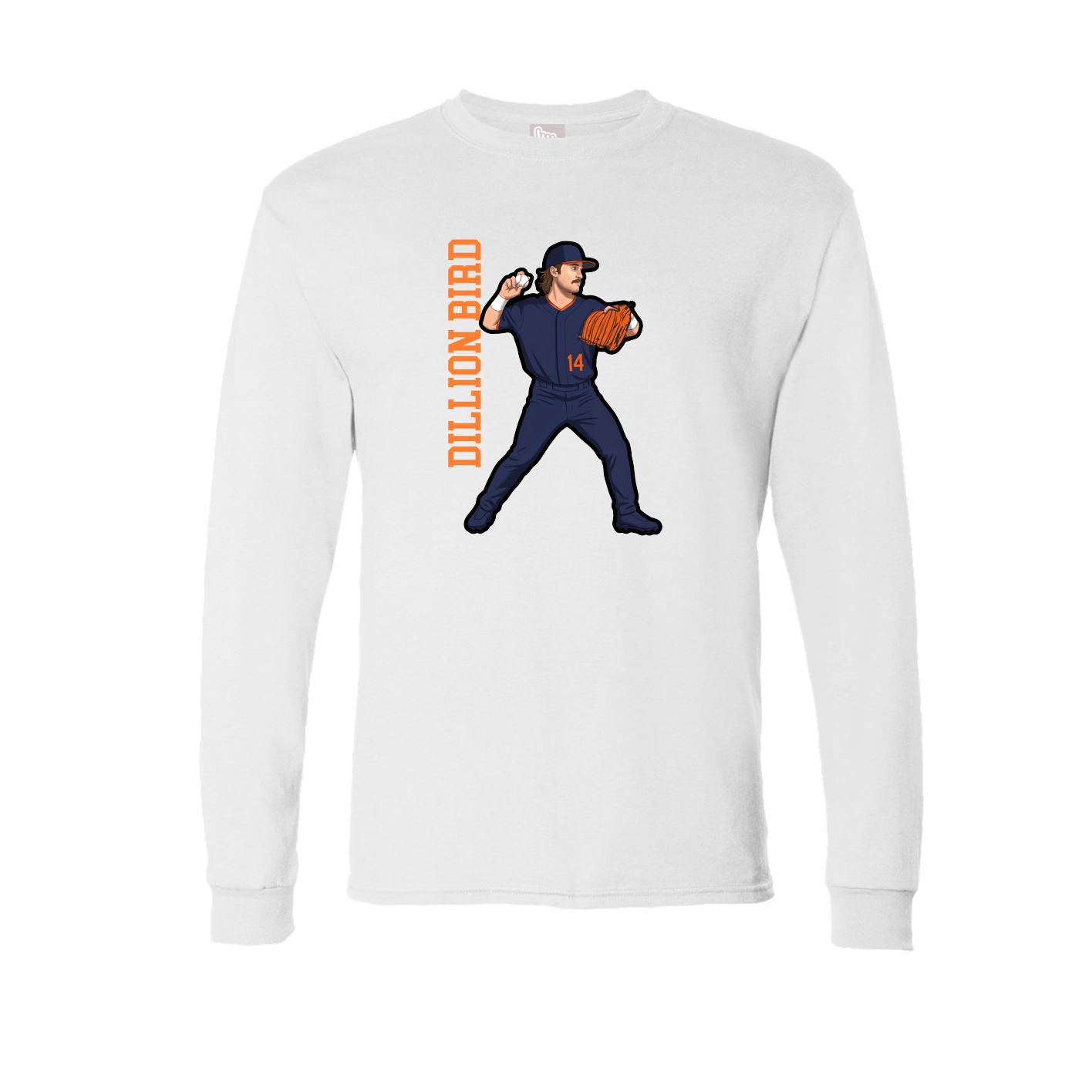 Long Sleeve Tee — Name Vertical in White
