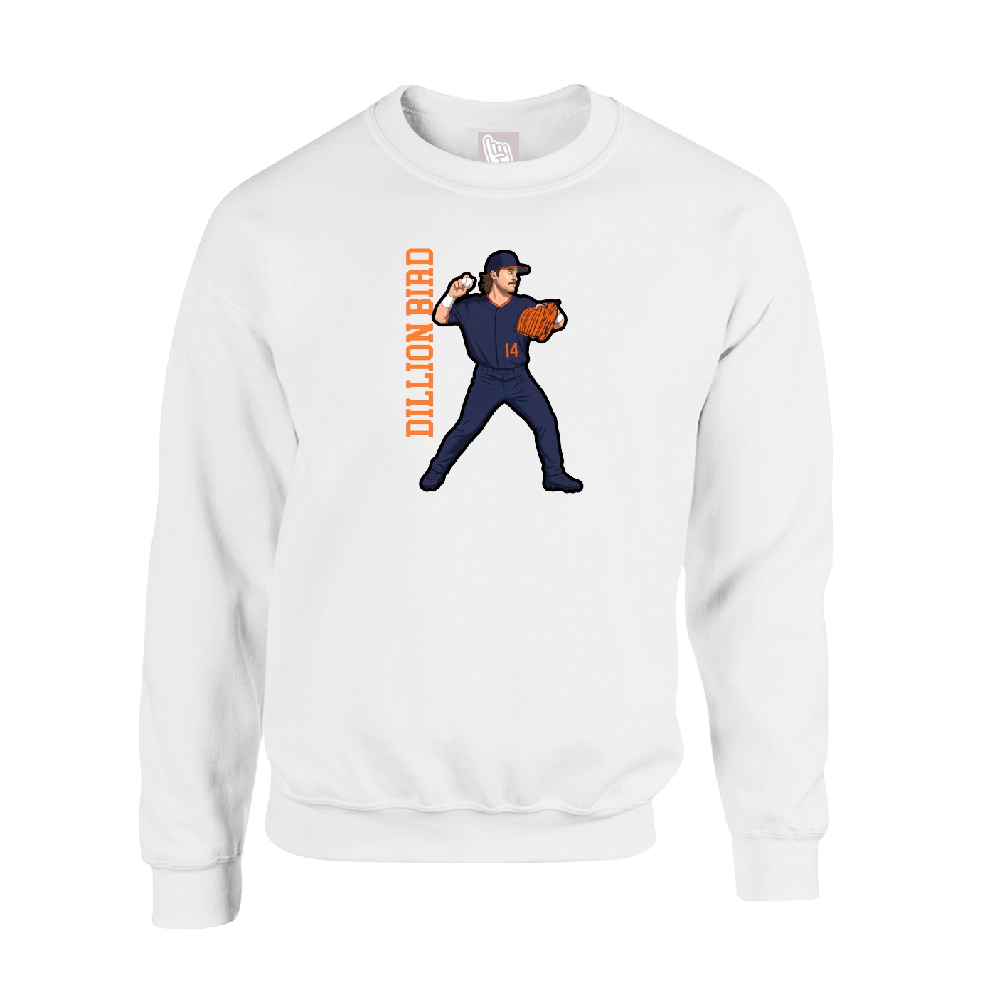 Fleece Crew — Name Vertical in White