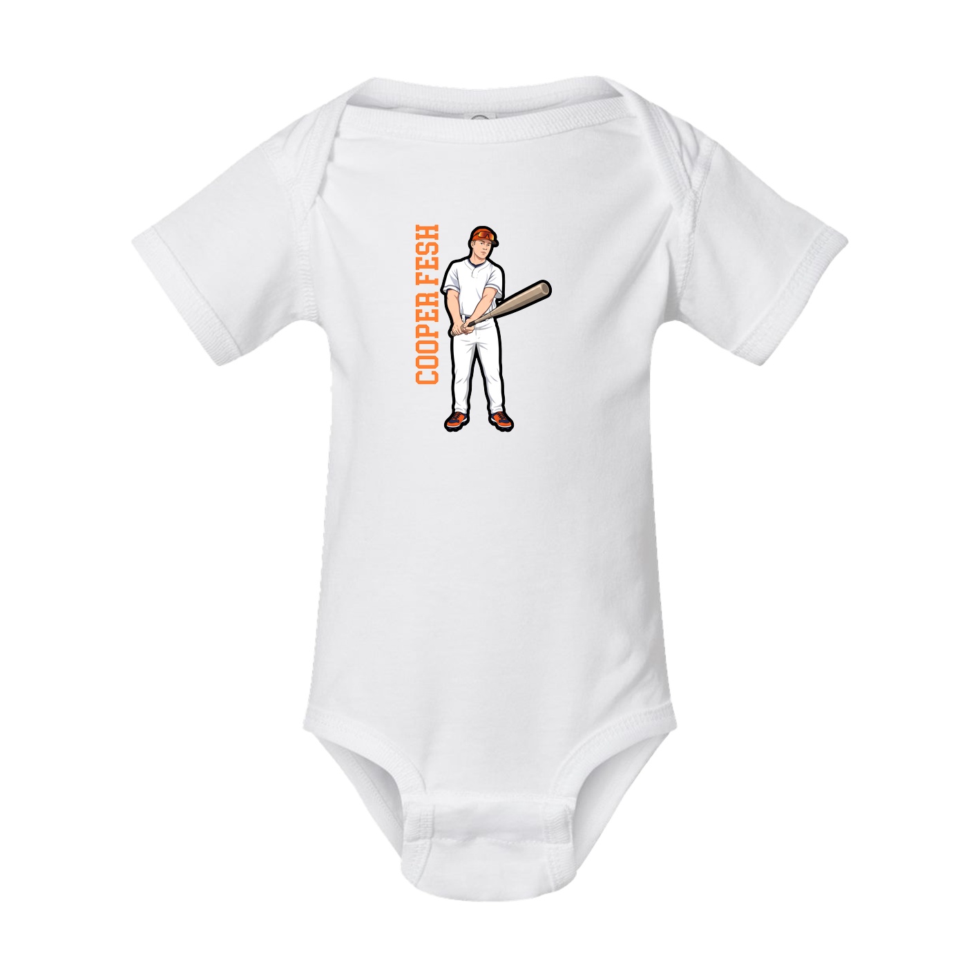 Baby Onesie — Name Vertical in White