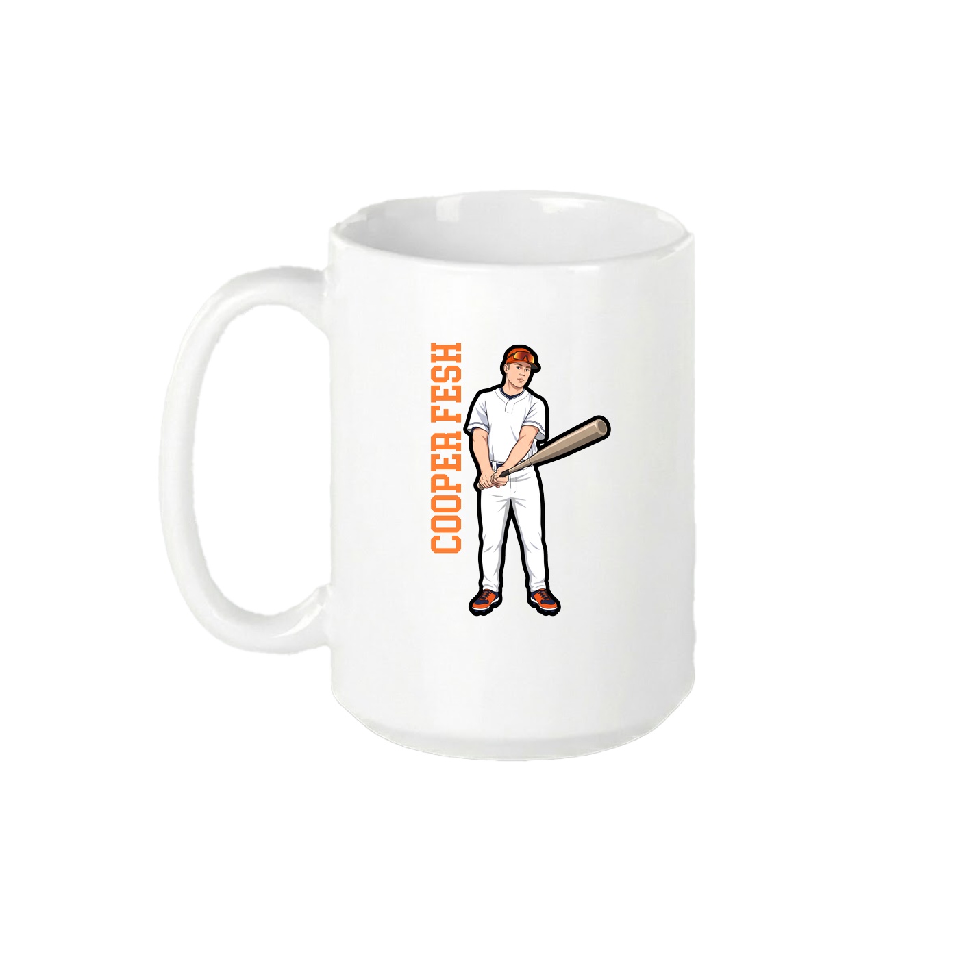15oz Coffee Mug — Name Vertical in White