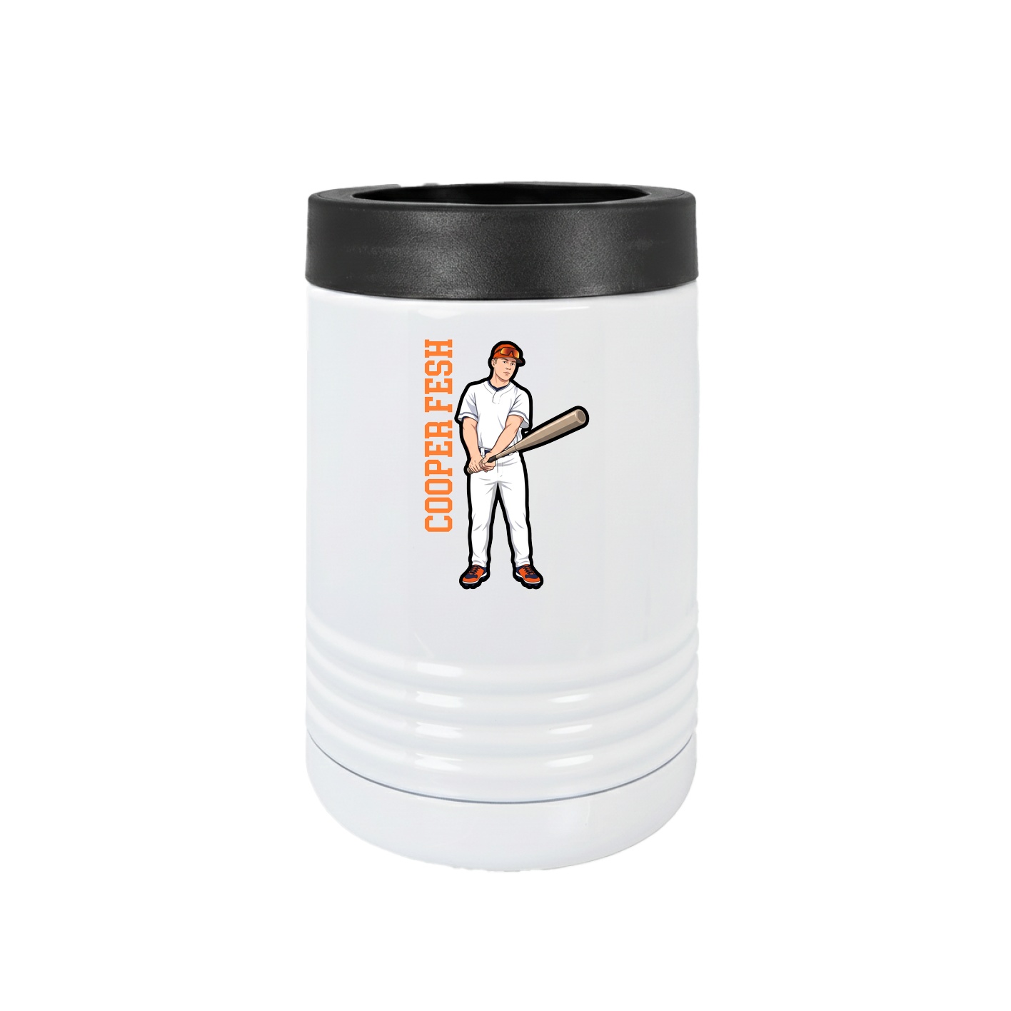 Beverage Holder — Name Vertical in White