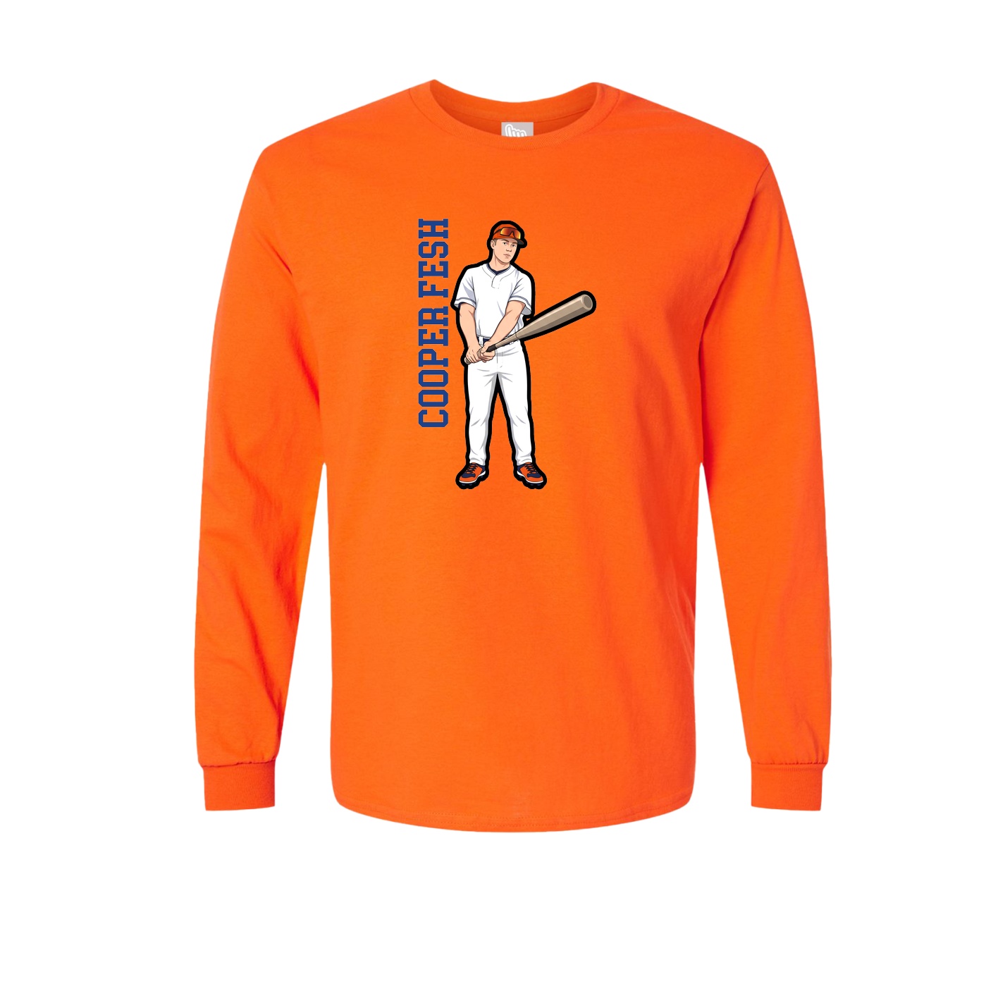 Long Sleeve Tee — Name Vertical in Orange