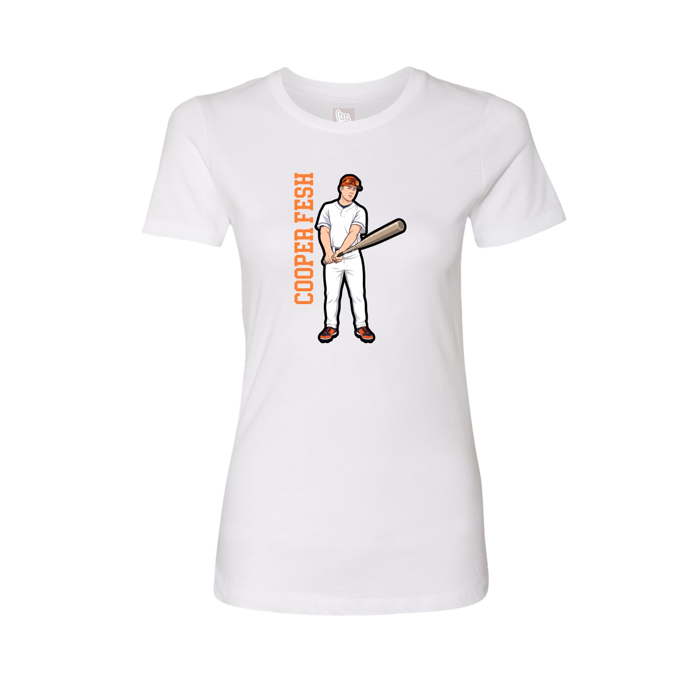 Womens Tee — Name Vertical in White