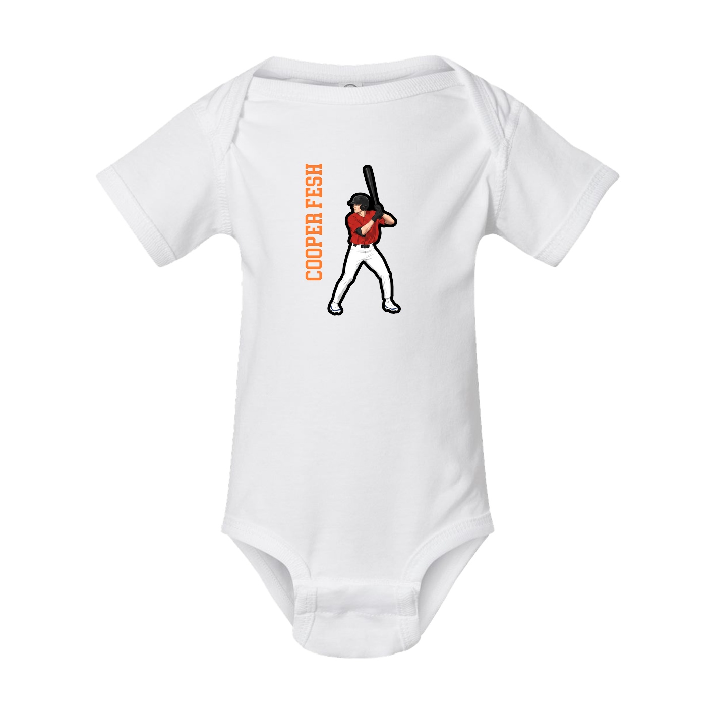 Baby Onesie — Name Vertical in White