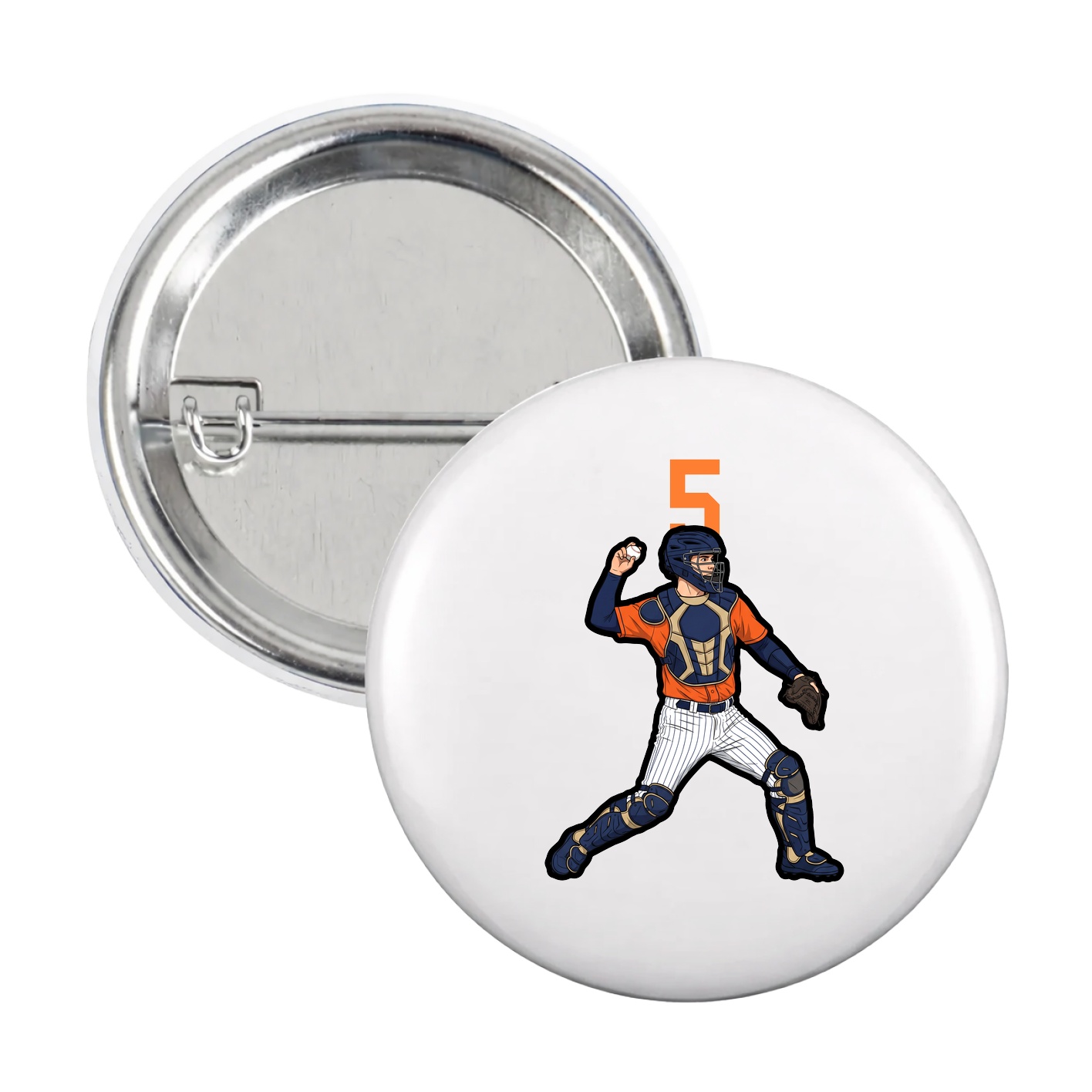 Game Day Button — Number Top in White