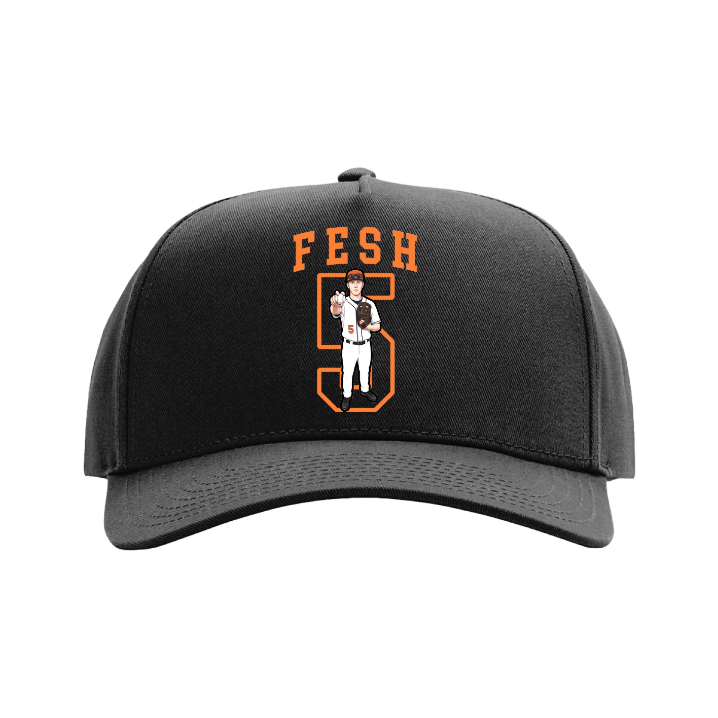Full Fabric Five-Panel Champ Cap — Shirsey in Black