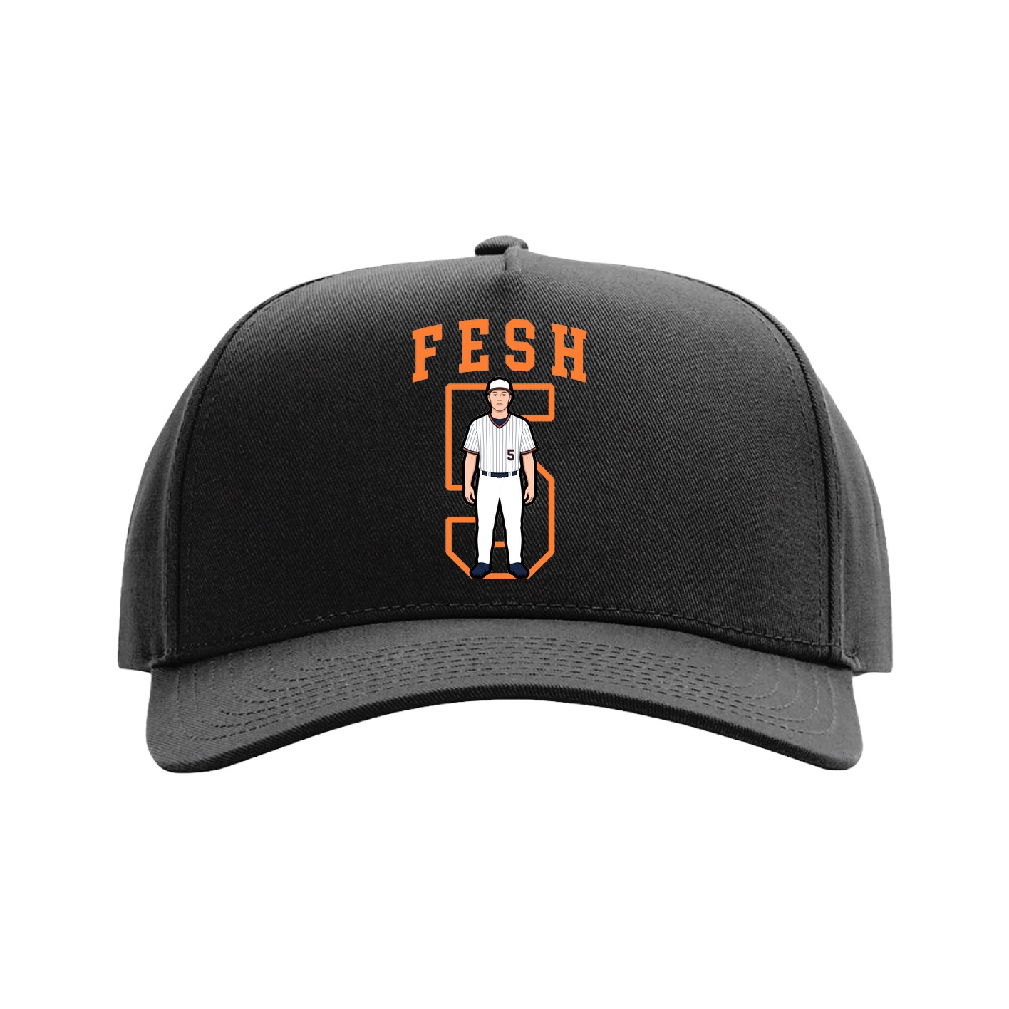Full Fabric Five-Panel Champ Cap — Shirsey in Black