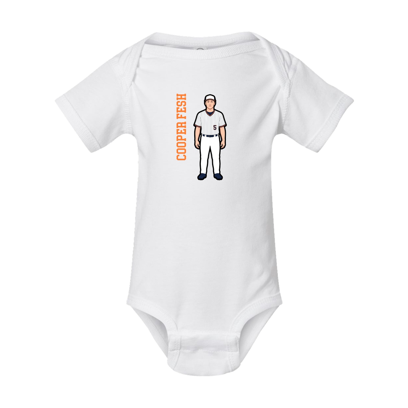 Baby Onesie — Name Vertical in White