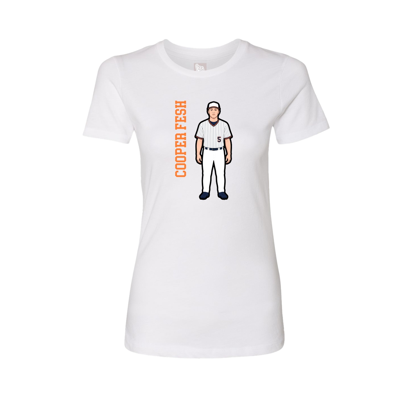 Womens Tee — Name Vertical in White
