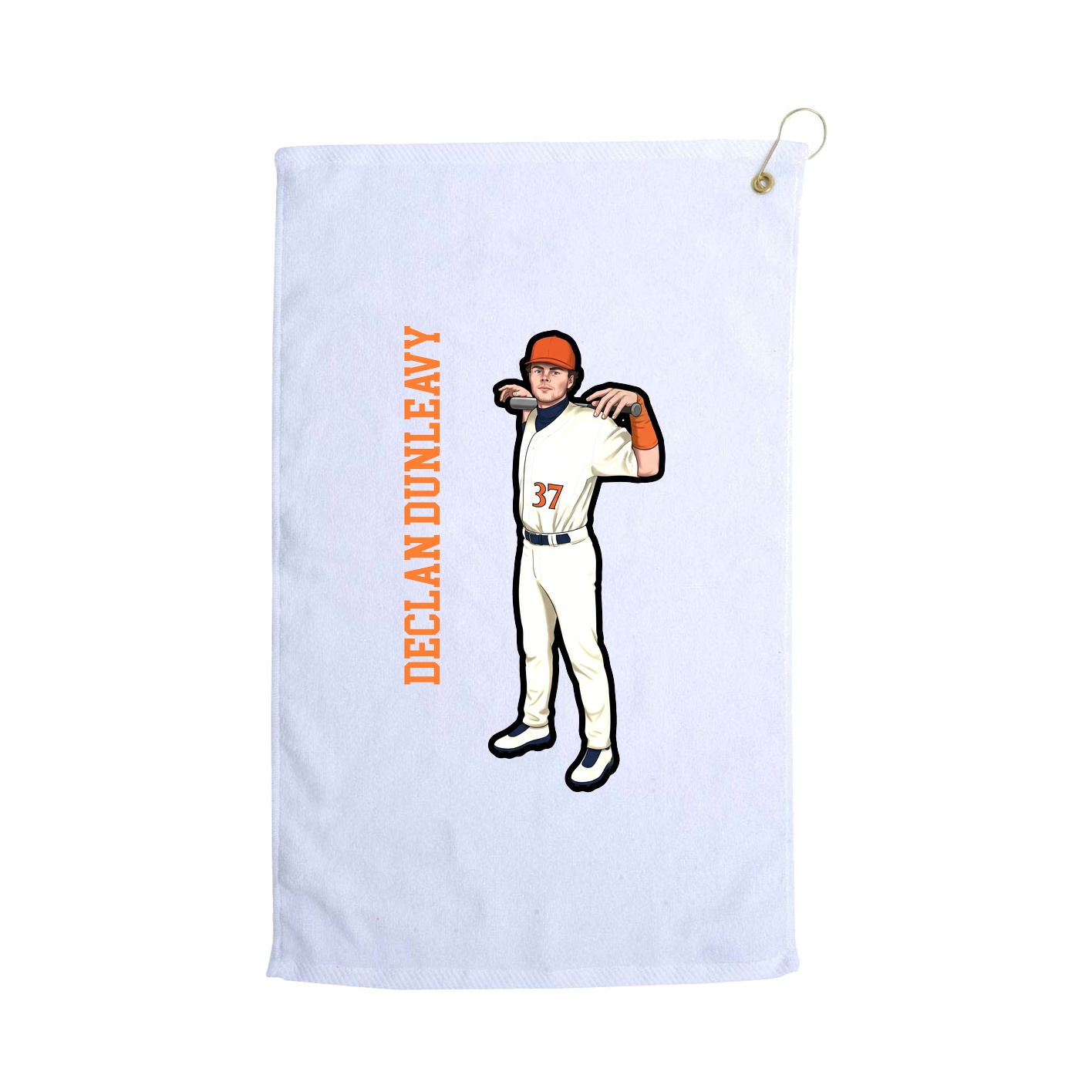 Golf Towel — Name Vertical in White