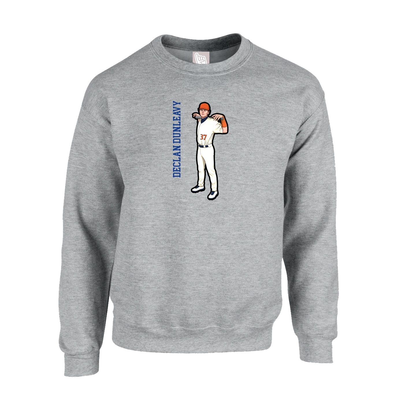 Fleece Crew — Name Vertical in Grey