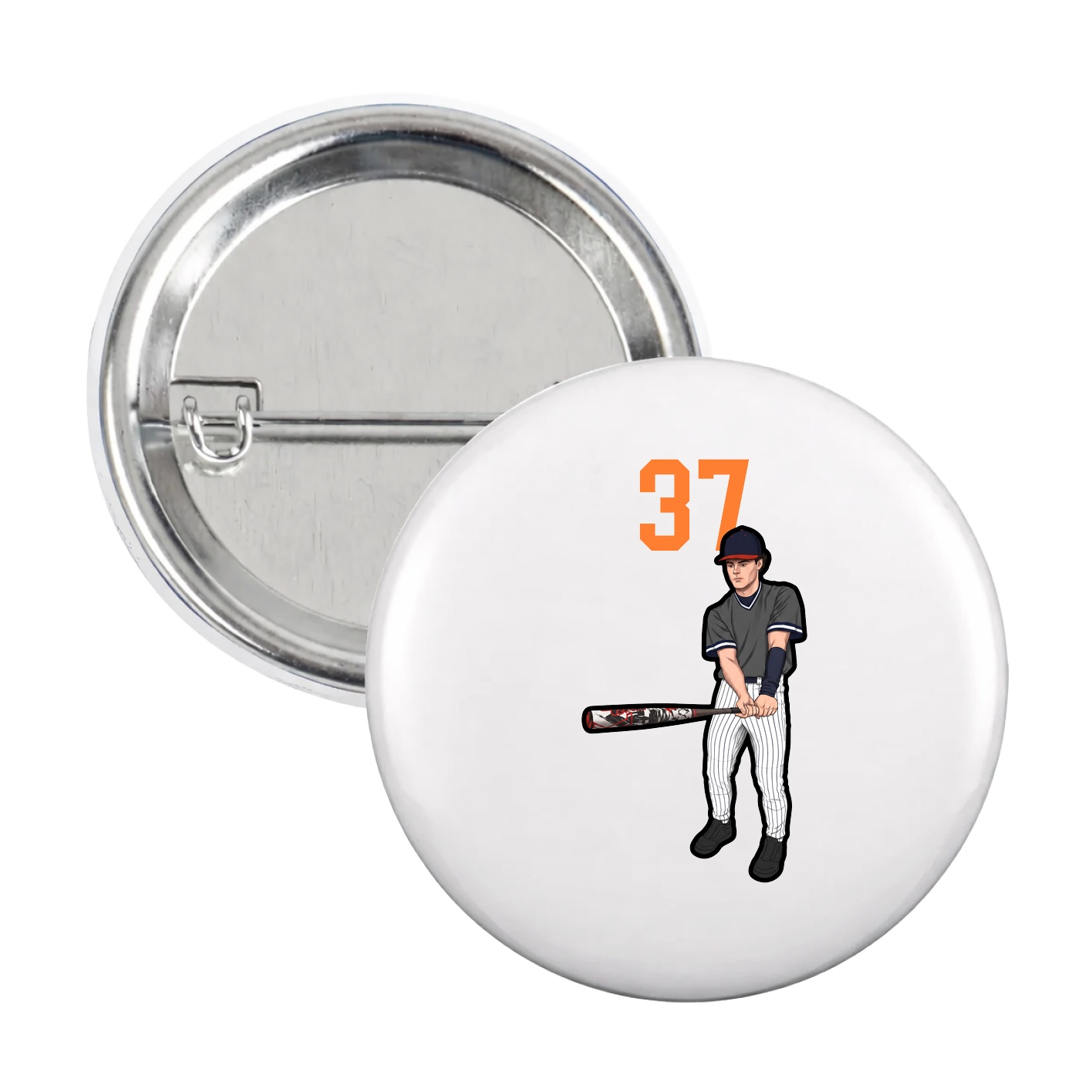 Game Day Button — Number Top in White