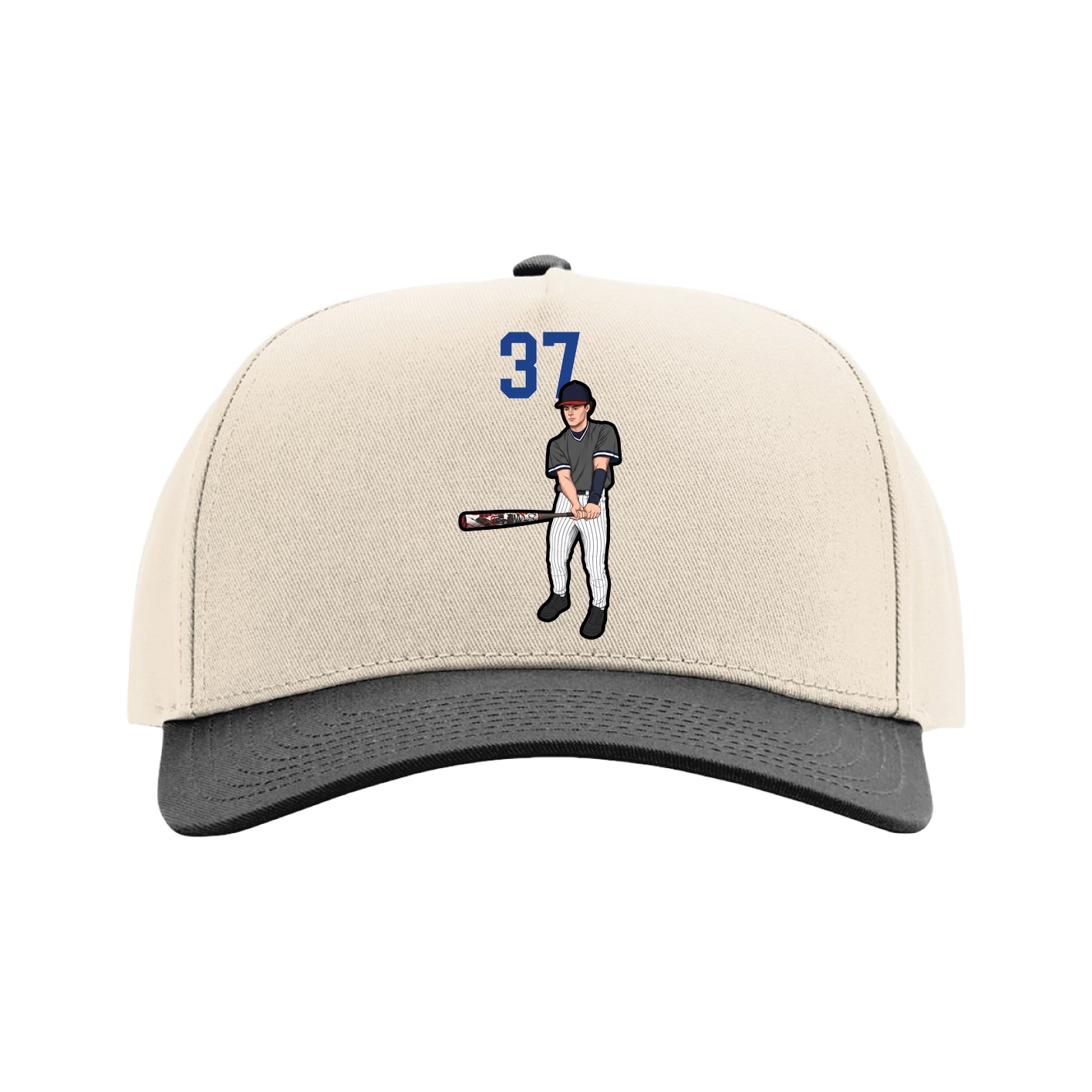 Full Fabric Five-Panel Champ Cap — Number Top in Cream/Black