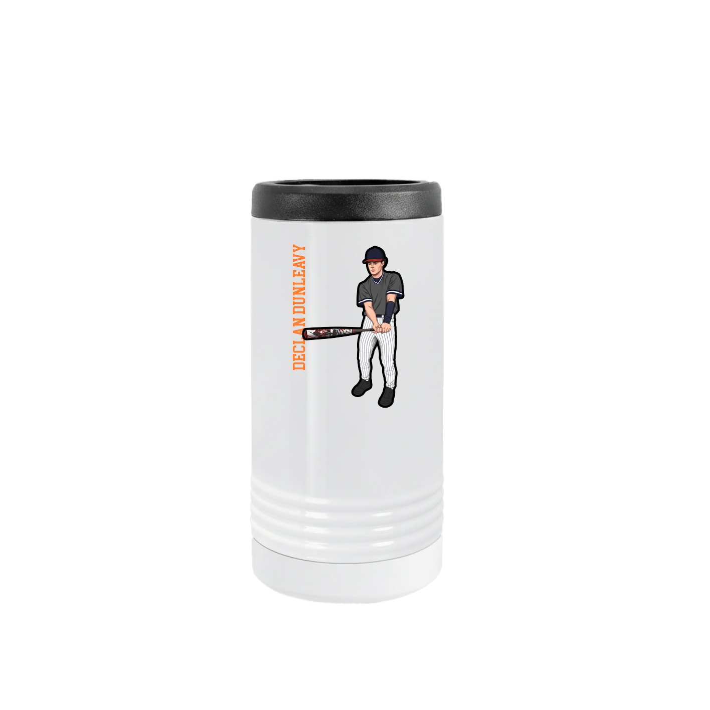Slim Beverage Holder — Name Vertical in White