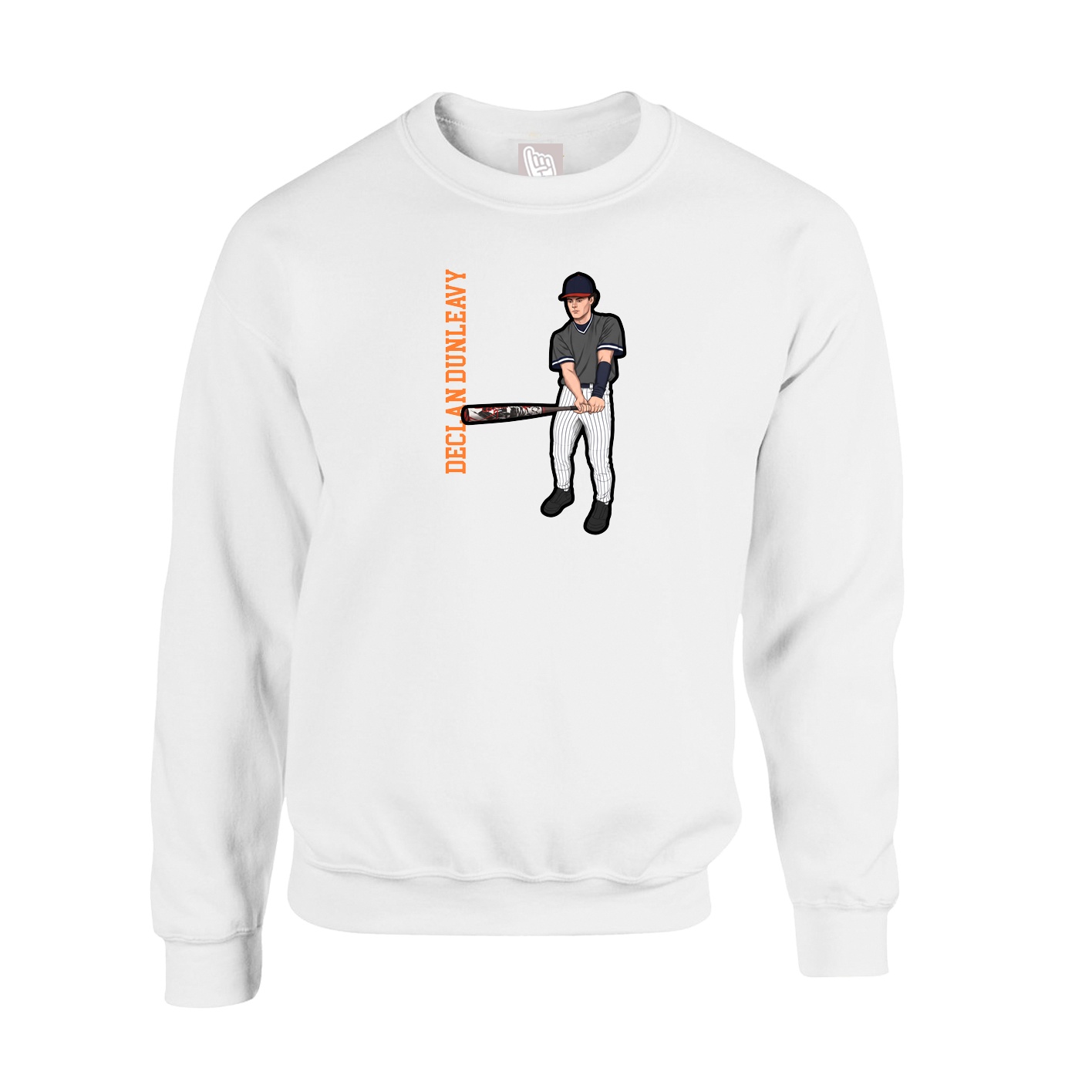 Fleece Crew — Name Vertical in White