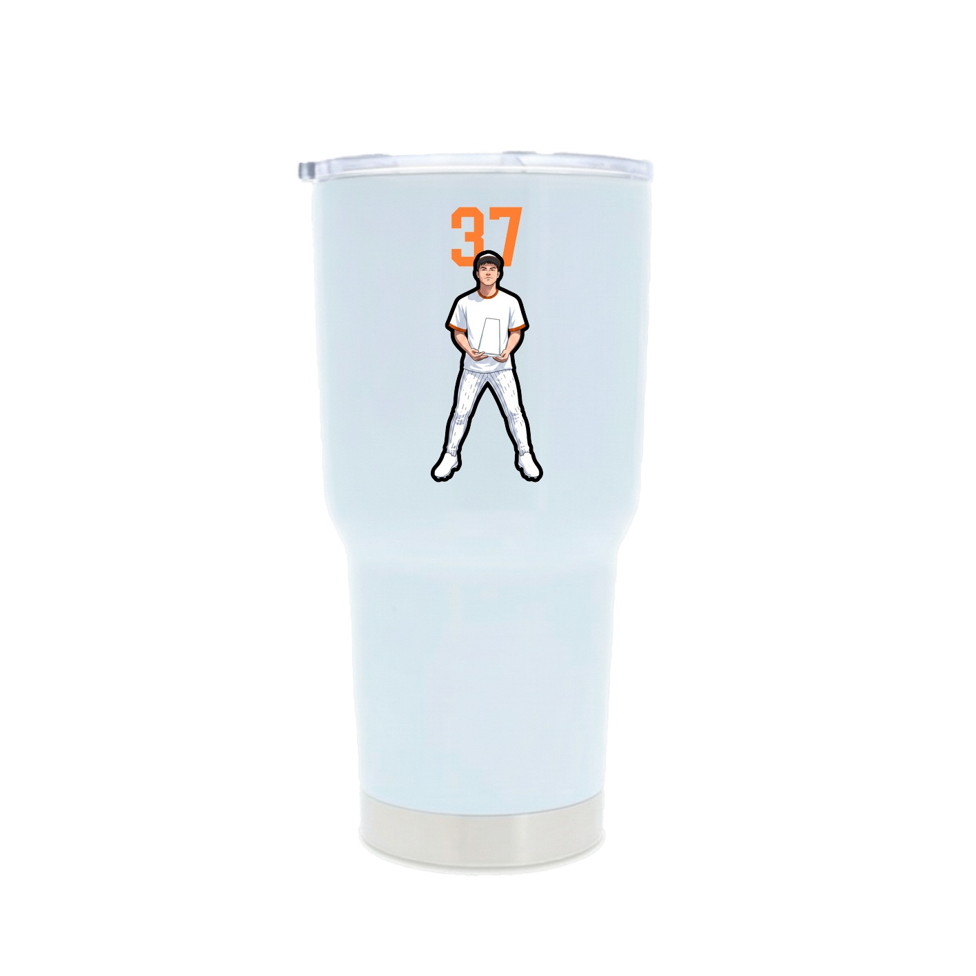 30oz Stainless Steel Tumbler — Number Top in White