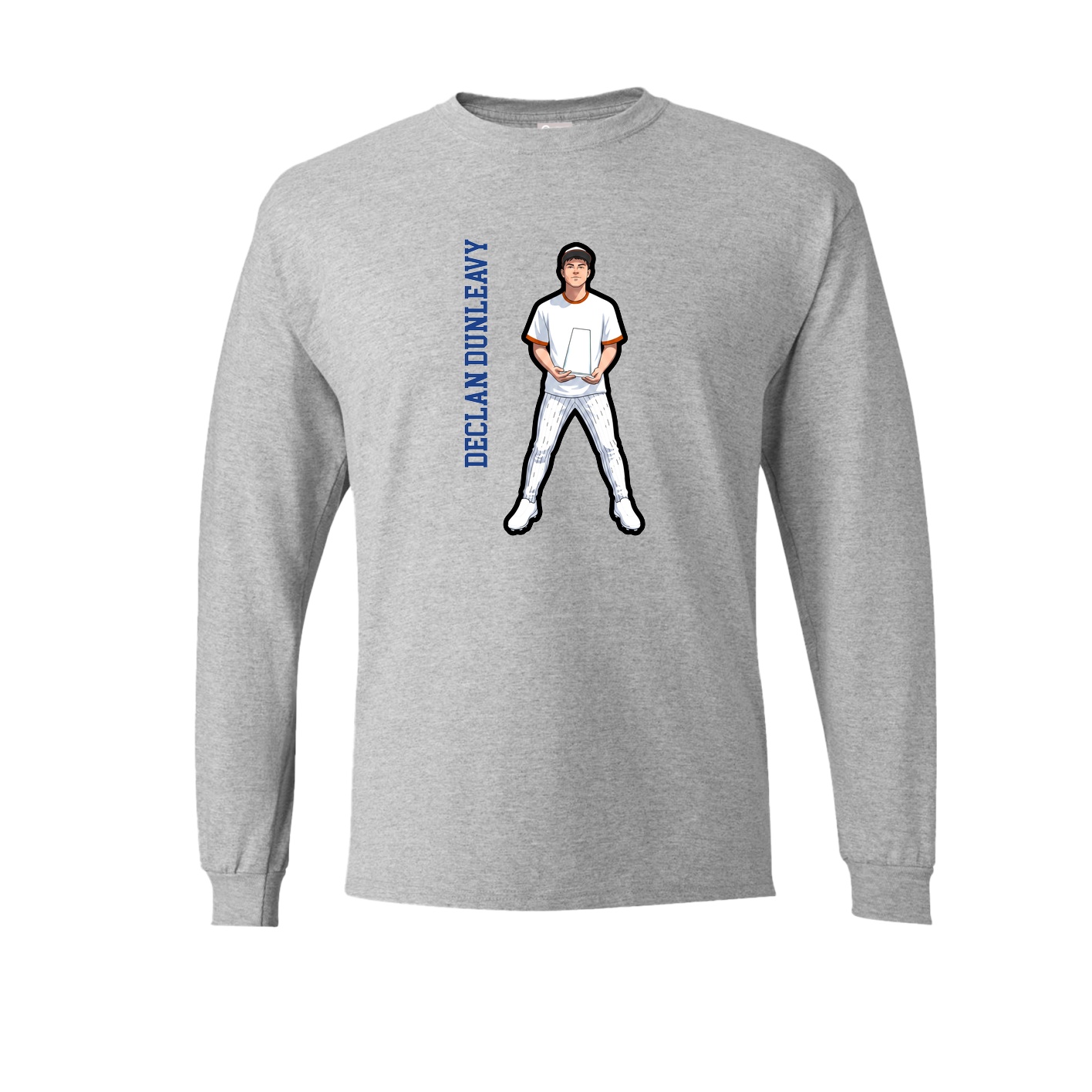 Long Sleeve Tee — Name Vertical in Grey