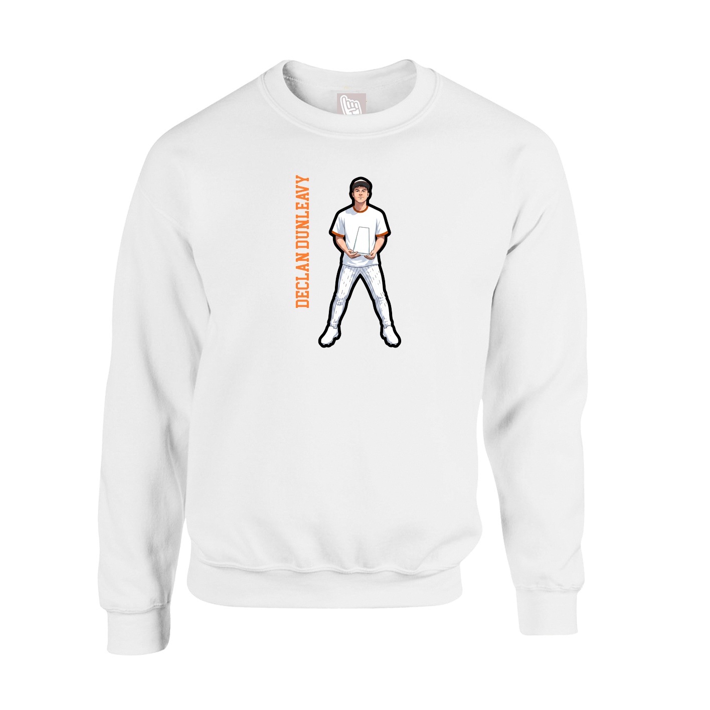 Fleece Crew — Name Vertical in White