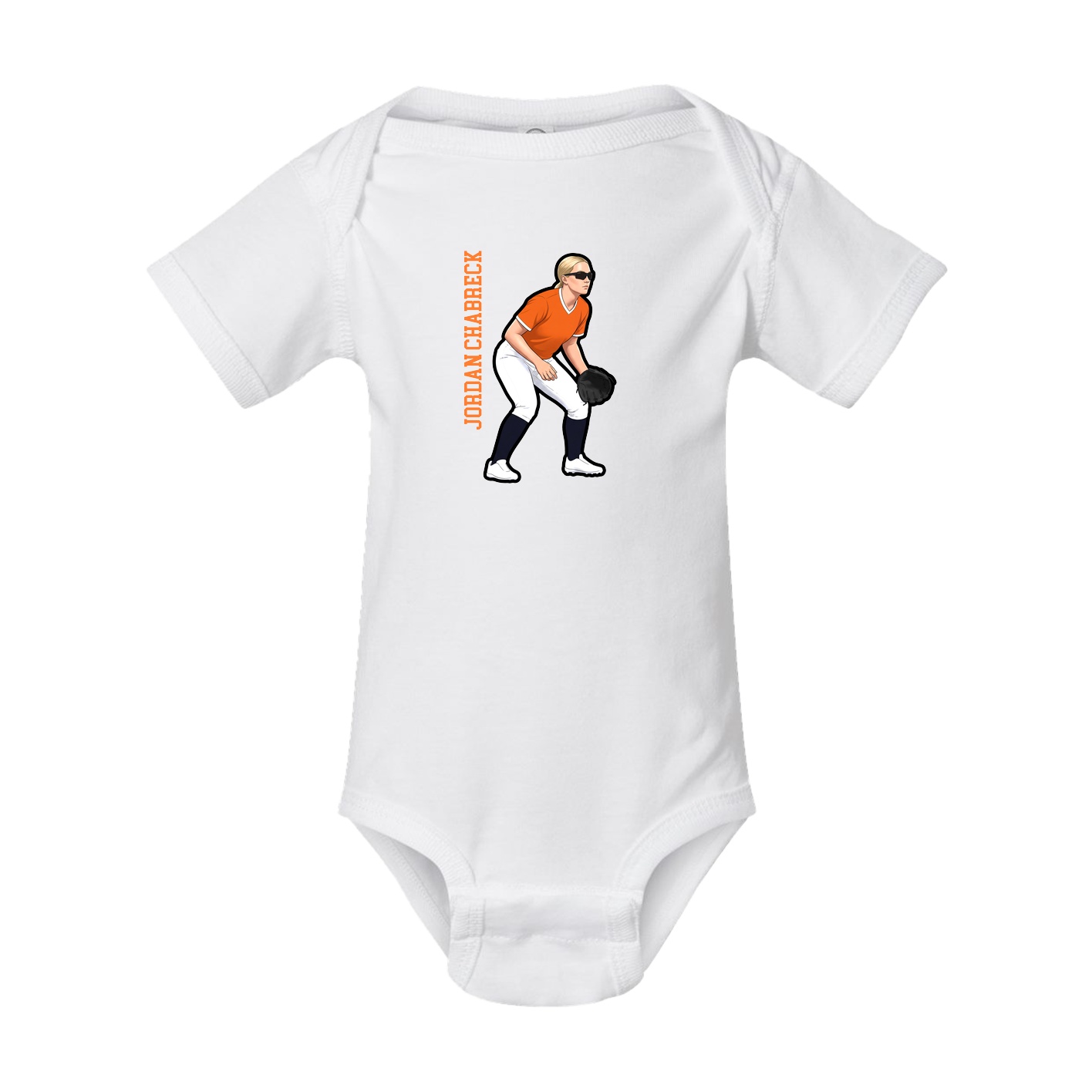 Baby Onesie — Name Vertical in White