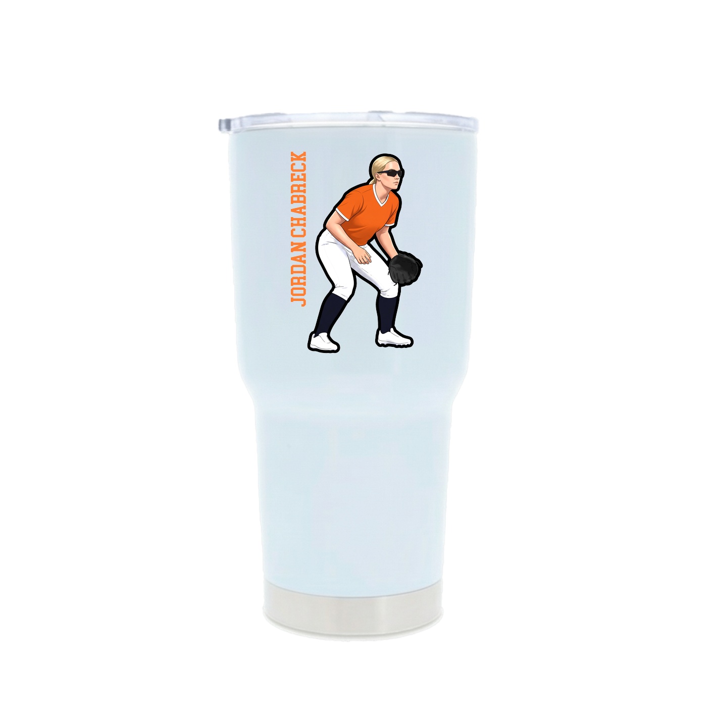 30oz Stainless Steel Tumbler — Name Vertical in White