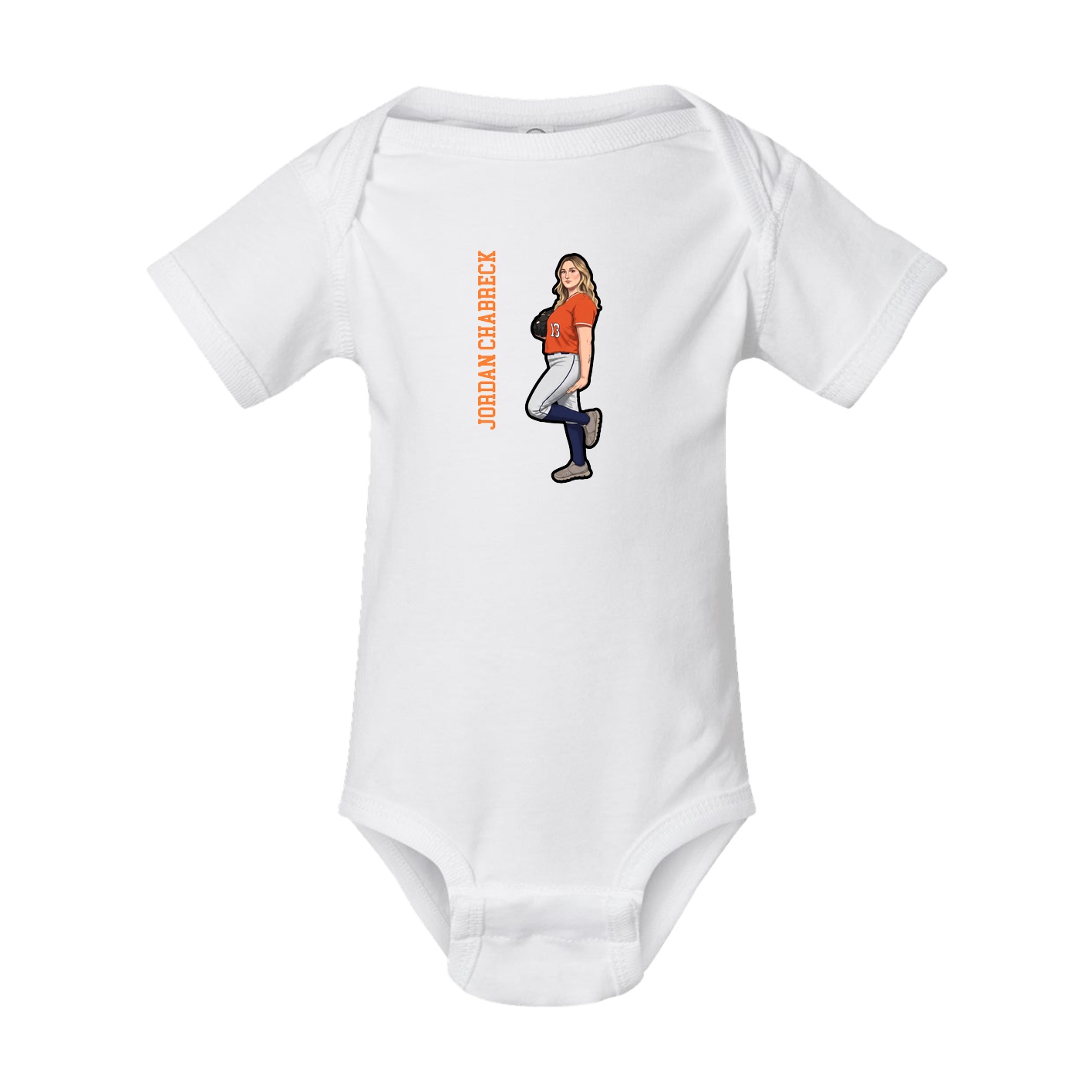 Baby Onesie — Name Vertical in White