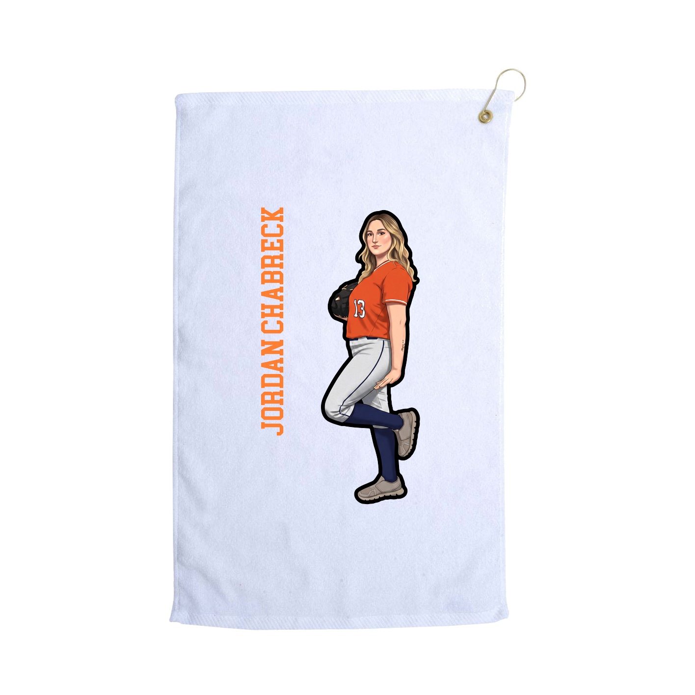 Golf Towel — Name Vertical in White
