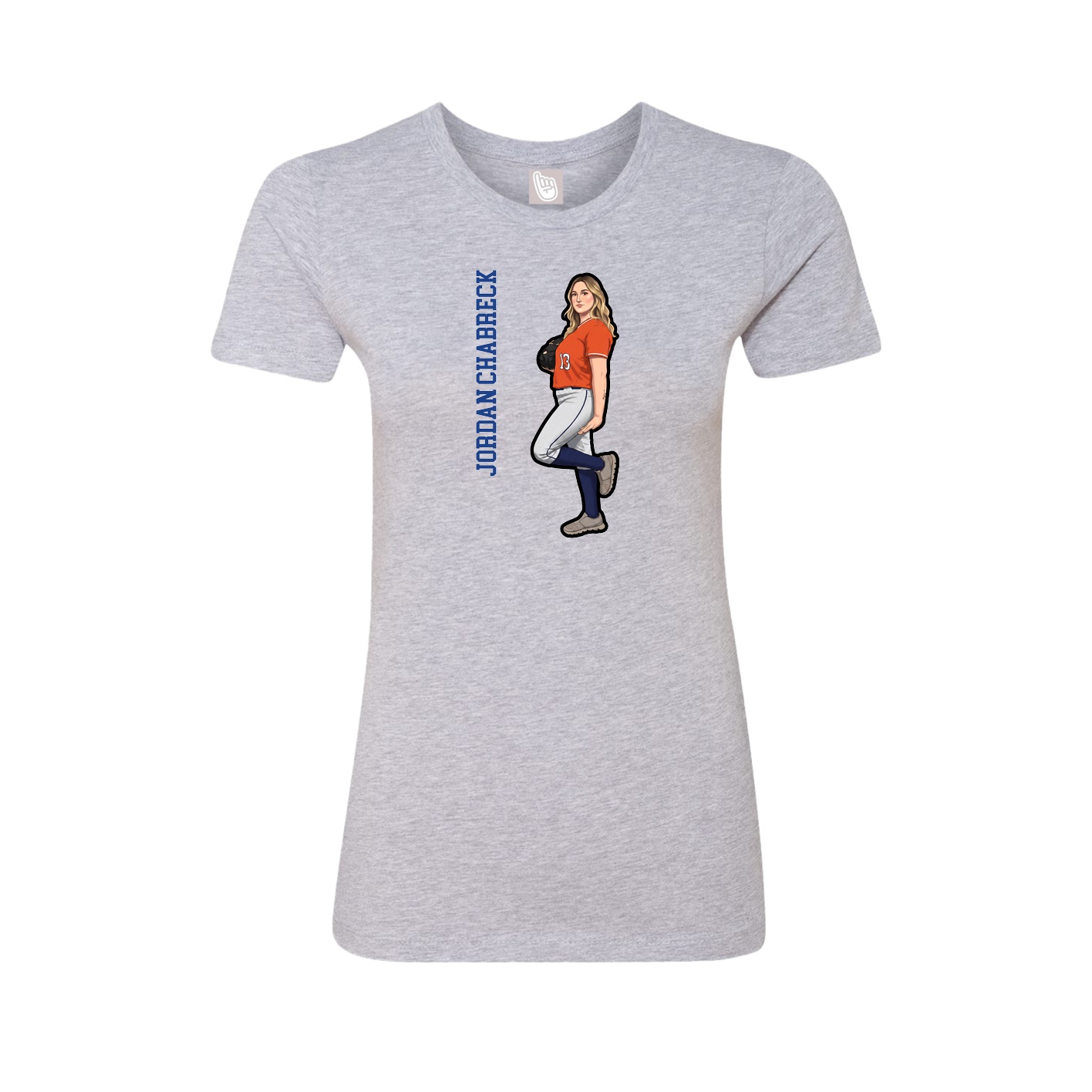 Fitted Women's Tee — Name Vertical in Grey