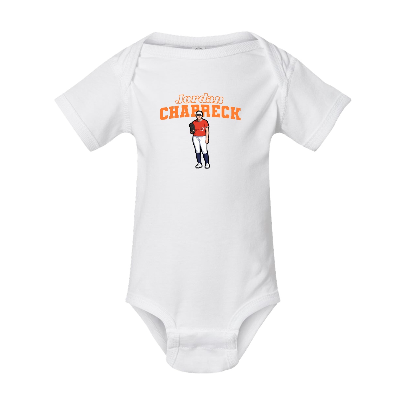 Baby Onesie — Name Arch in White