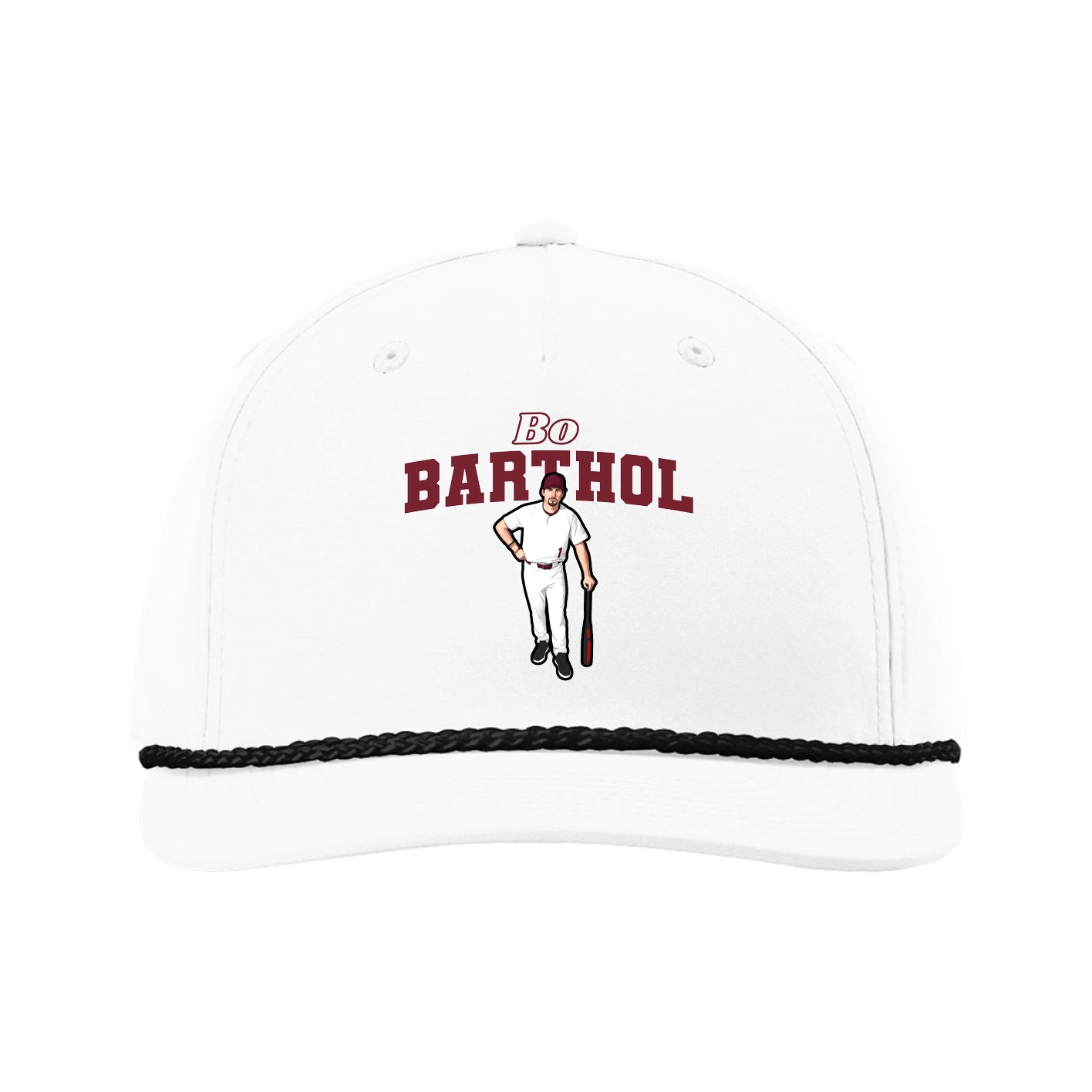Five-Panel Classic Rope Cap — Name Arch in White