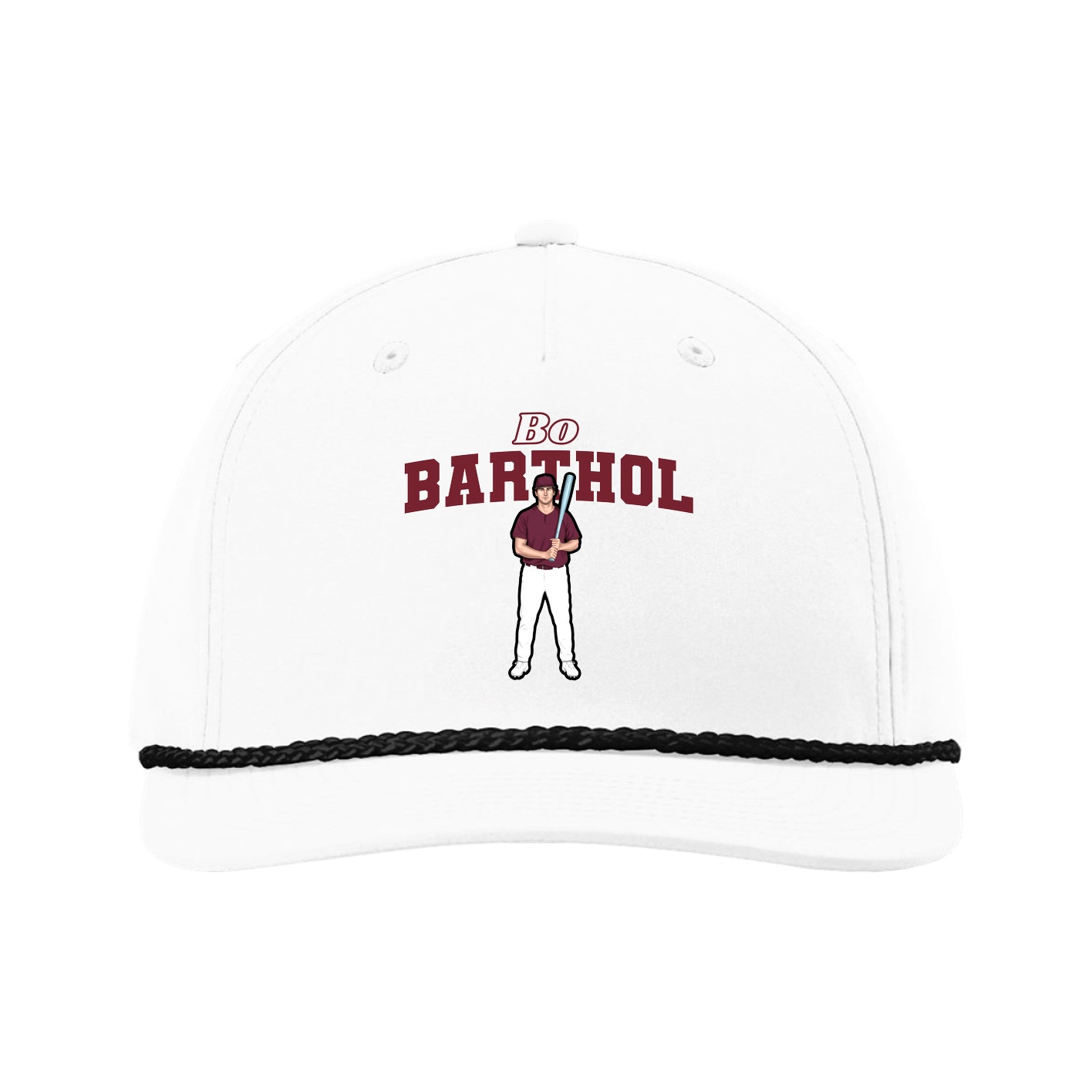 Five-Panel Classic Rope Cap — Name Arch in White