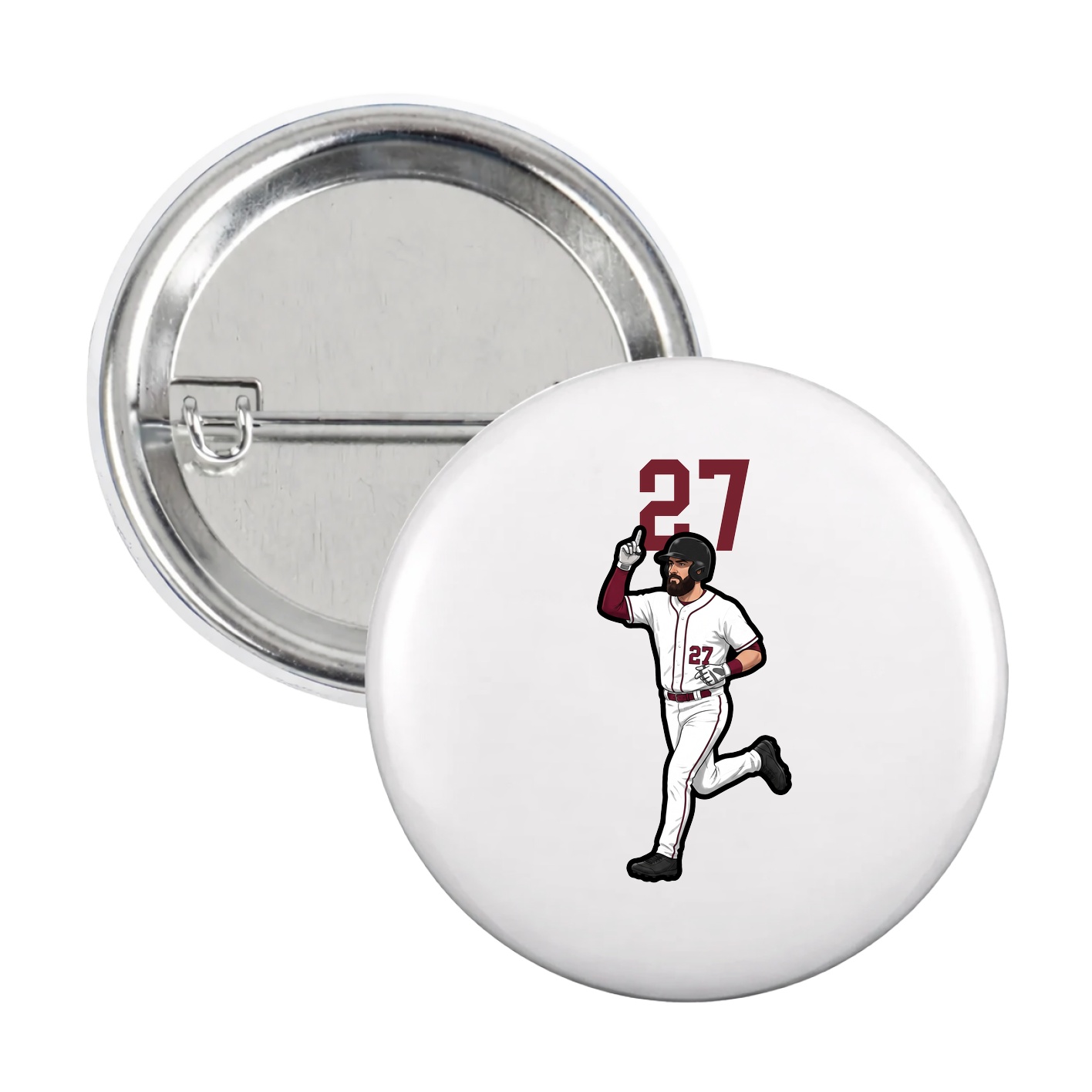 Game Day Button — Number Top in White