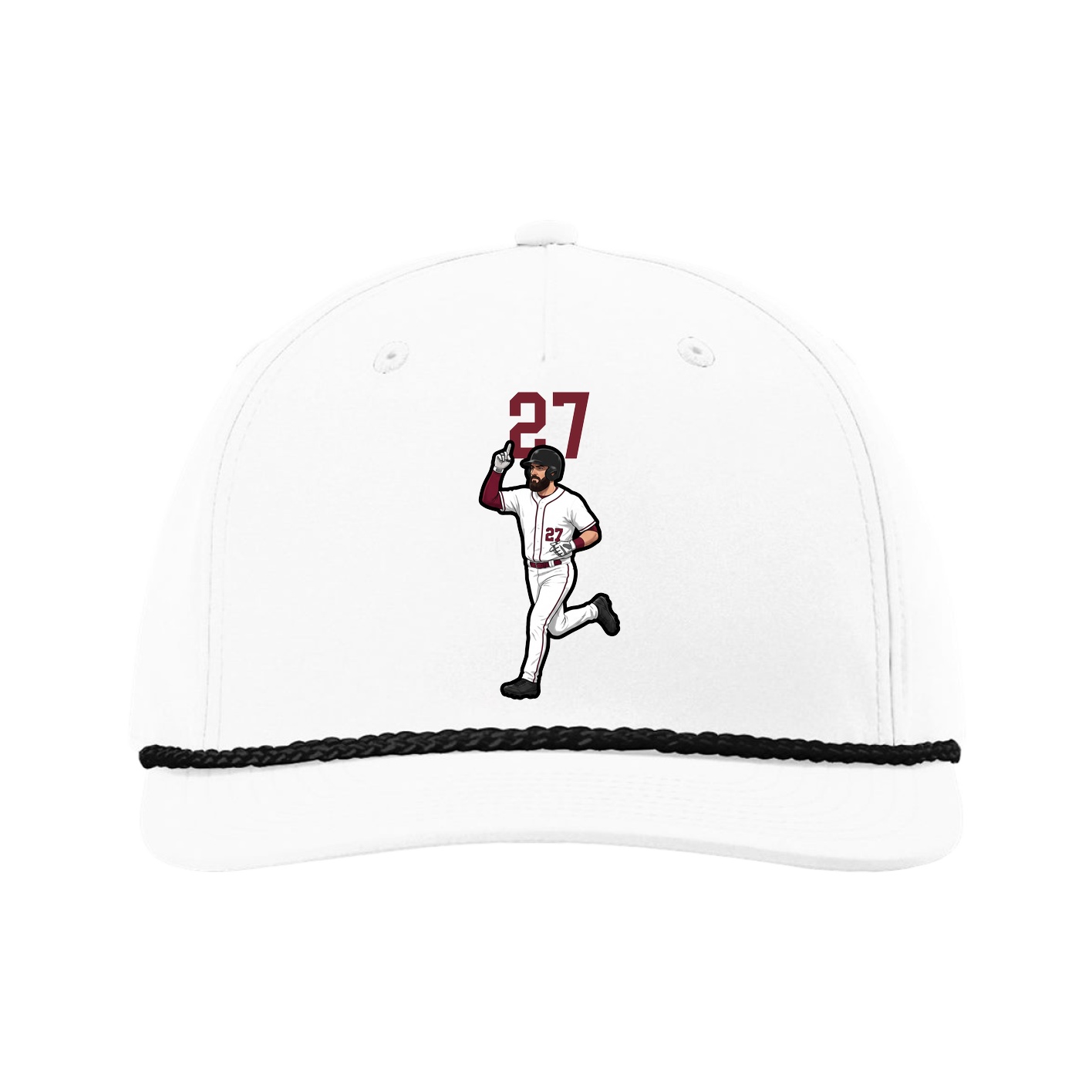 Five-Panel Classic Rope Cap — Number Top in White