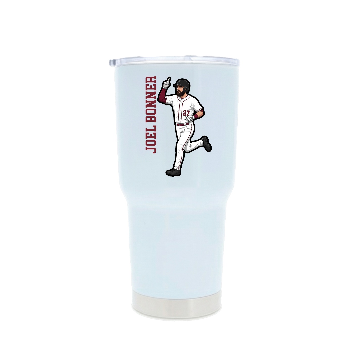 30oz Stainless Steel Tumbler — Name Vertical in White