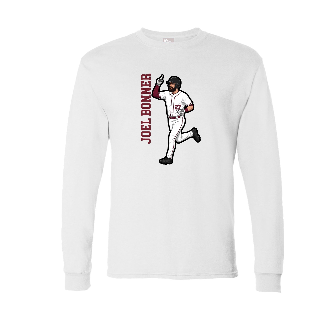 Long Sleeve Tee — Name Vertical in White