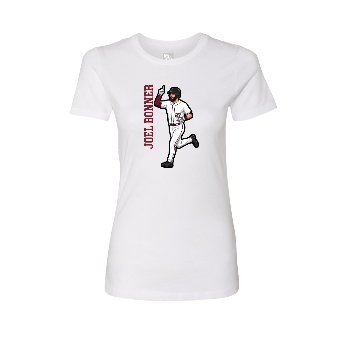 Fitted Women's Tee — Name Vertical in White