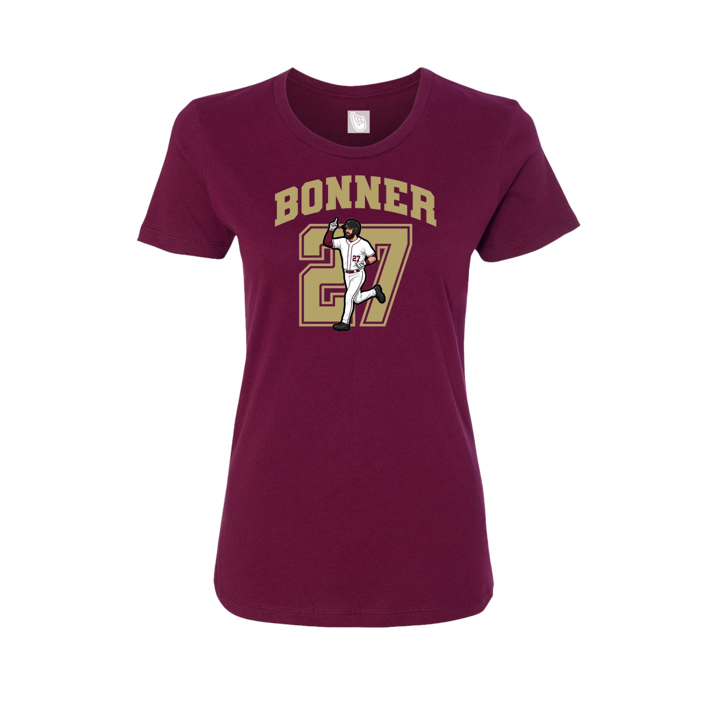Fitted Women's Tee — Number in Maroon
