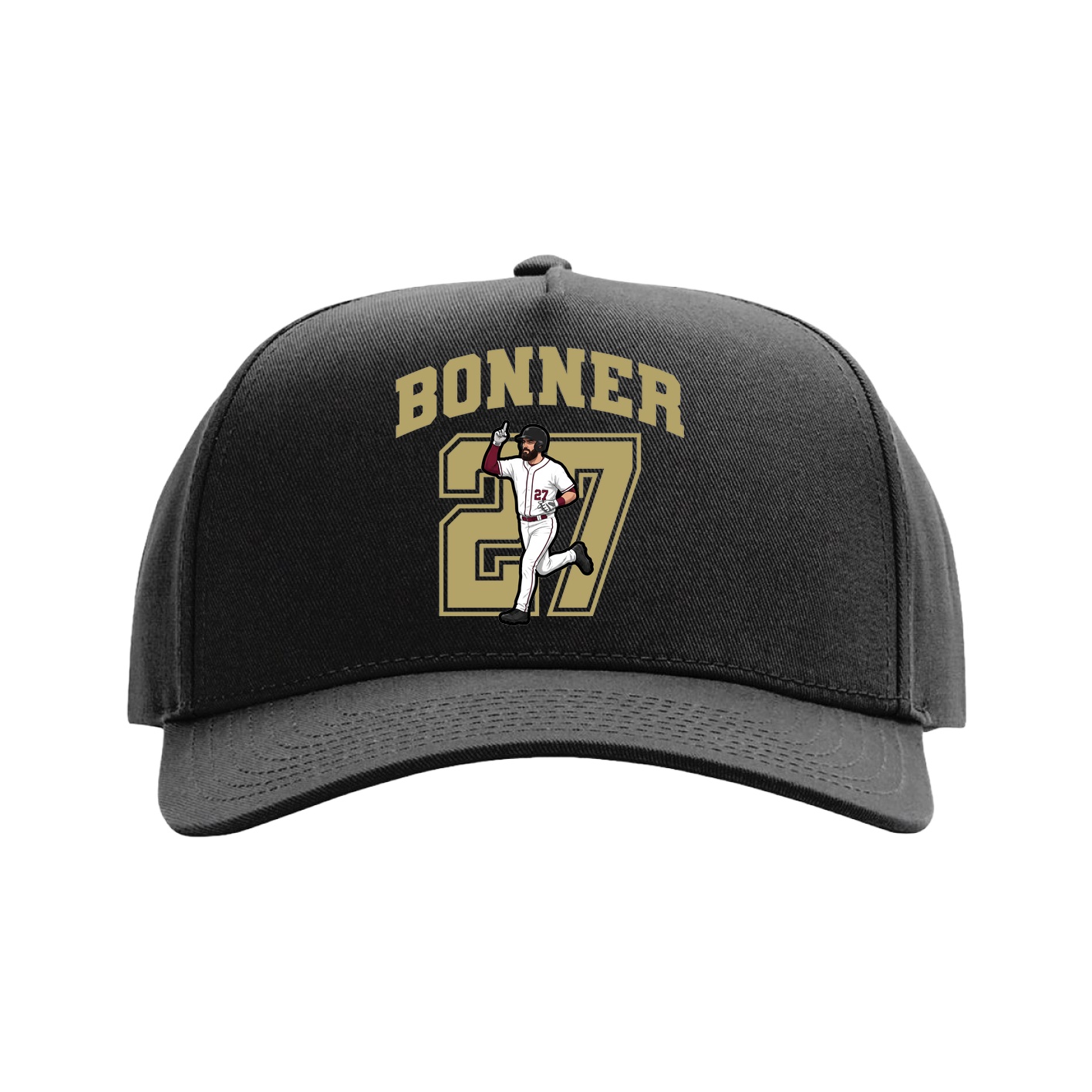 Full Fabric Five-Panel Champ Cap — Number in Black