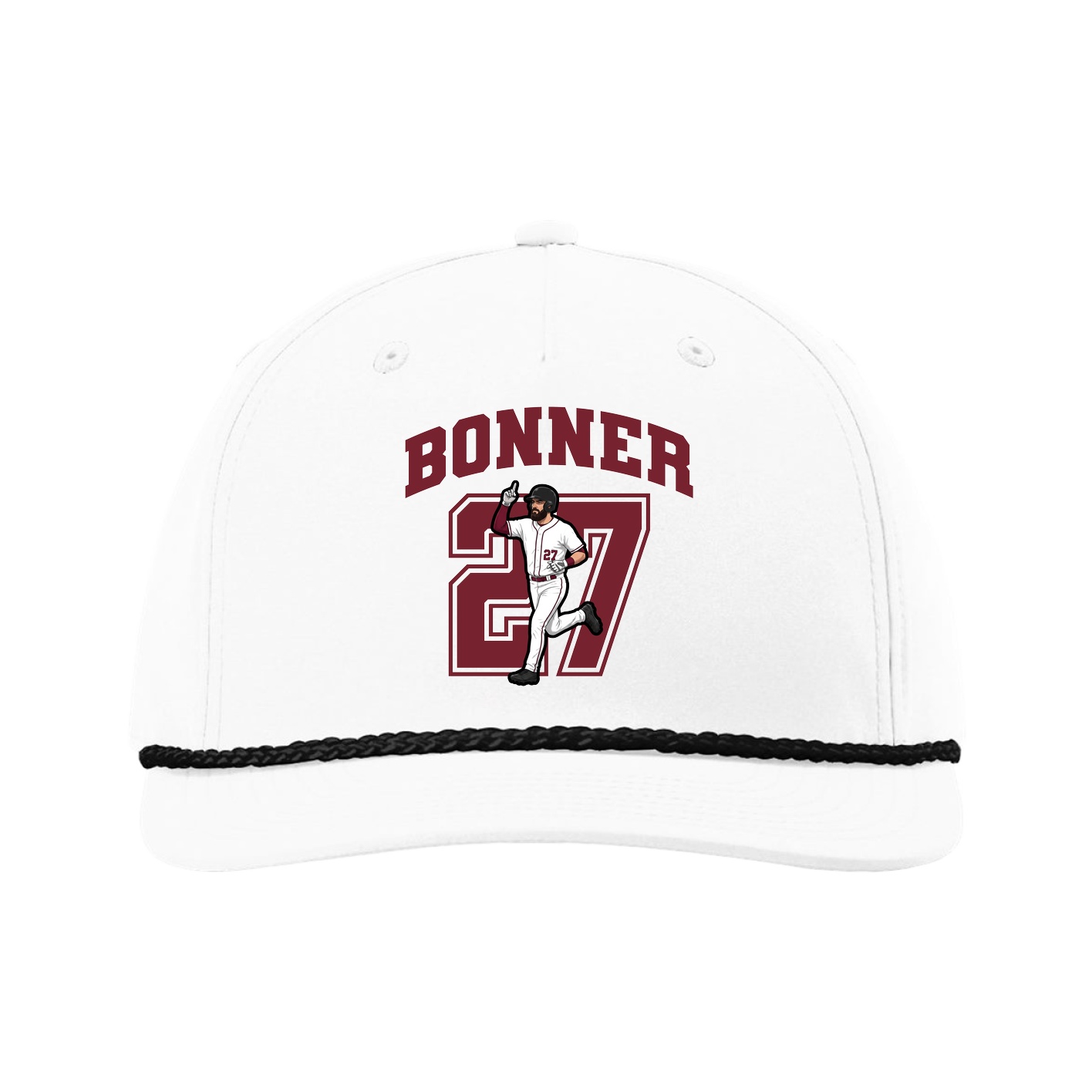 Five-Panel Classic Rope Cap — Number in White