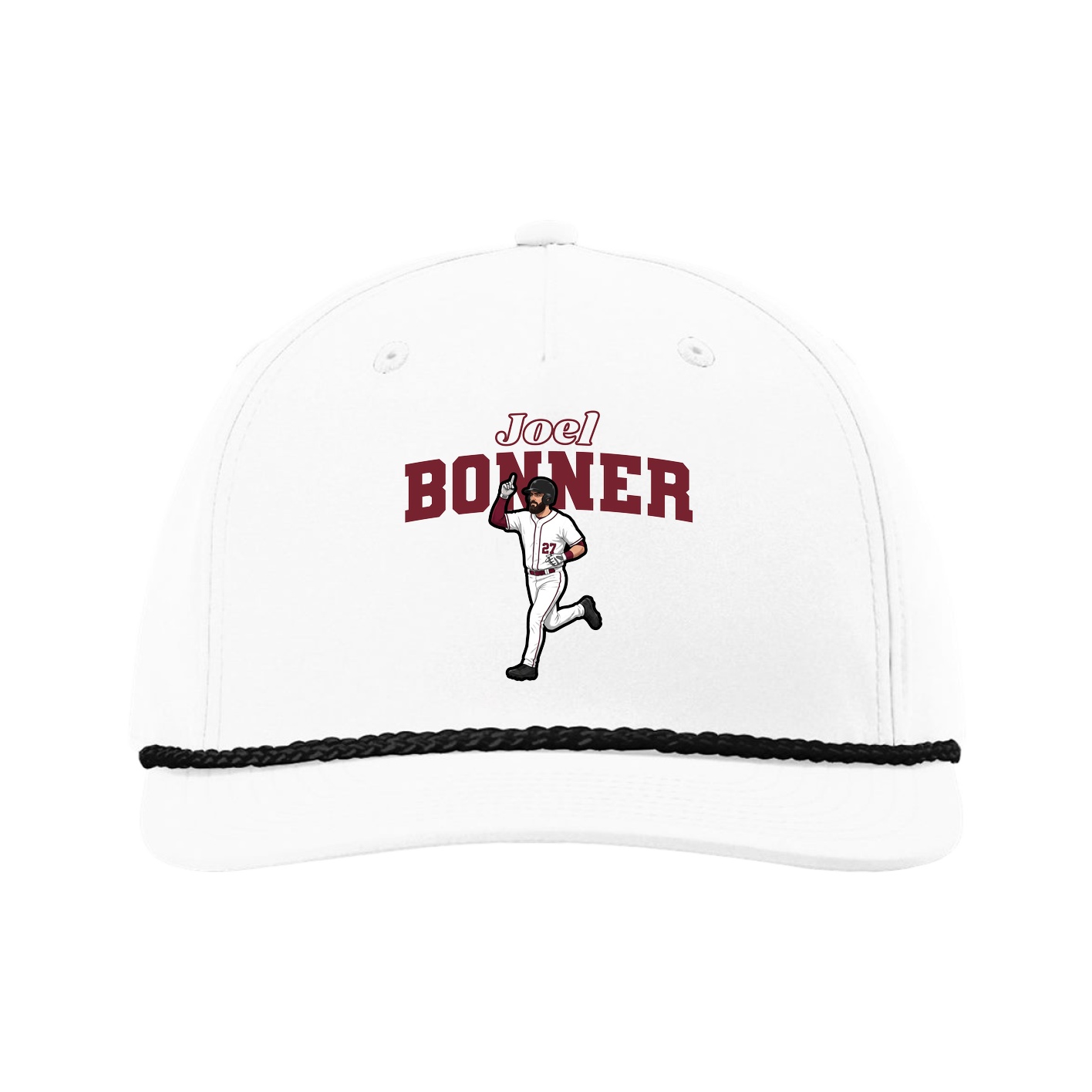 Five-Panel Classic Rope Cap — Name Arch in White