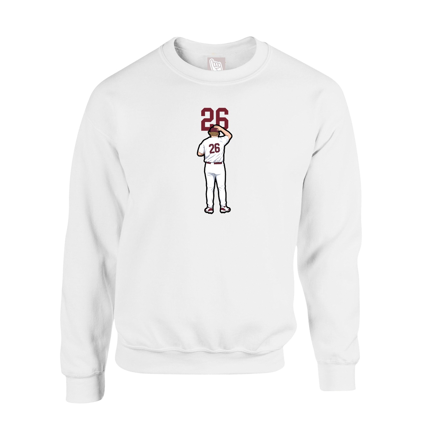 Fleece Crew — Number Top in White