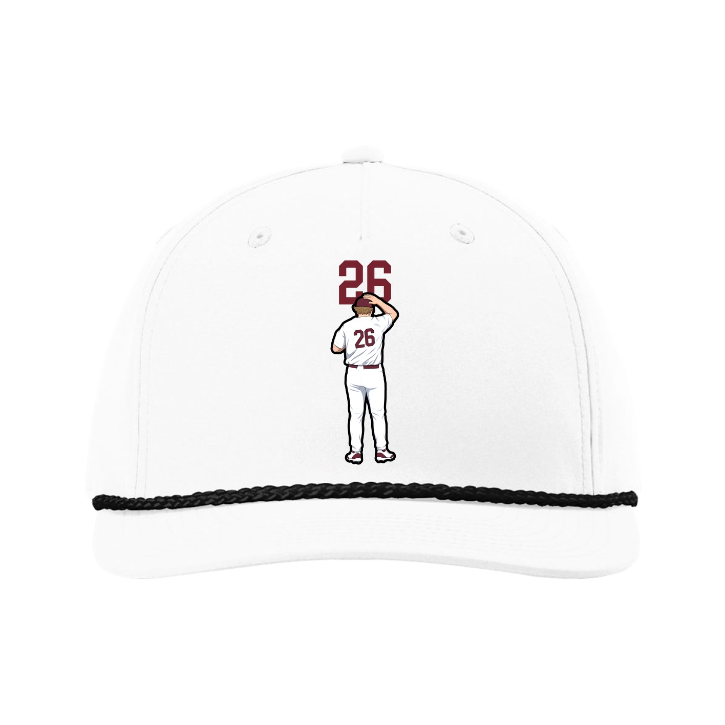 Five-Panel Classic Rope Cap — Number Top in White