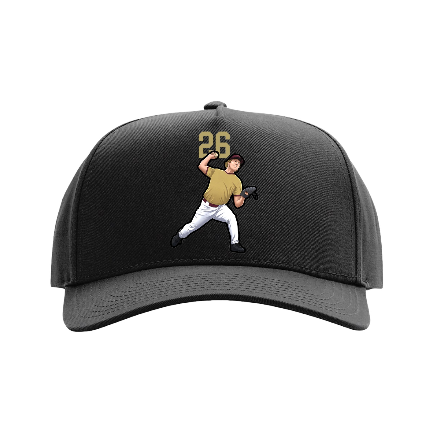 Full Fabric Five-Panel Champ Cap — Number Top in Black