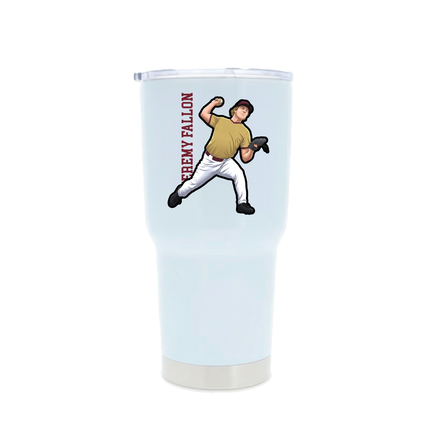 30oz Stainless Steel Tumbler — Name Vertical in White