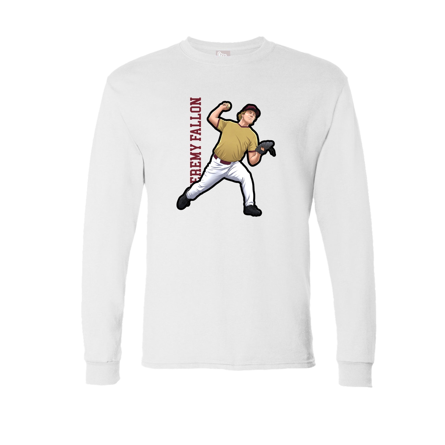 Long Sleeve Tee — Name Vertical in White