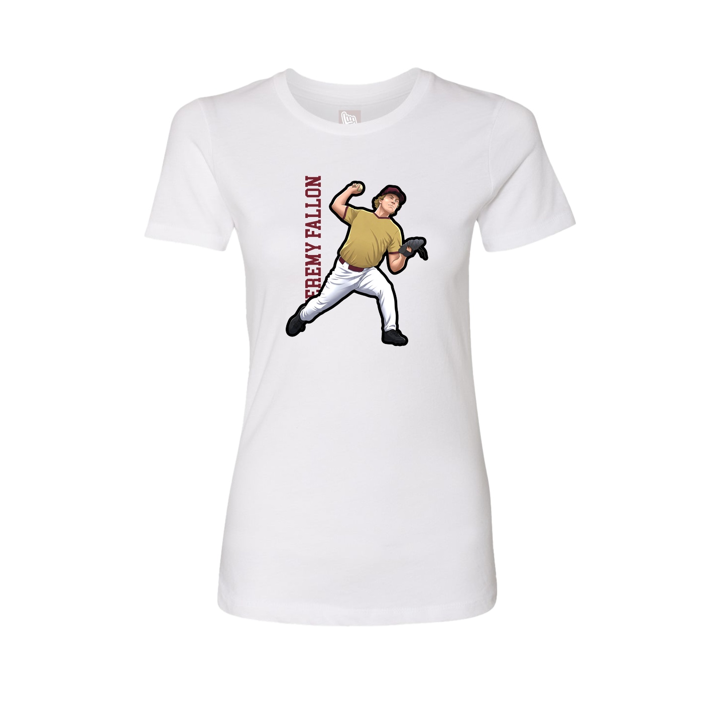 Fitted Women's Tee — Name Vertical in White